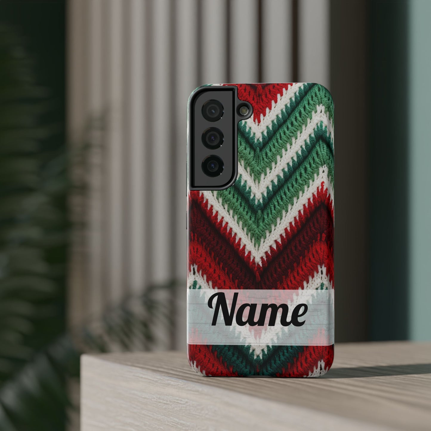 Vintage Christmas Crocheted Afghan Phone Case - Personalized Christmas Phone Case Impact-Resistant Case