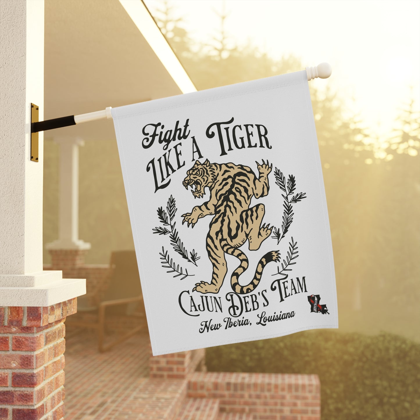 CAJUN DEB Outdoor Tiger Team Garden Banner - Fight Like a Tiger Garden Flag Decoration Cancer Awareness MDS