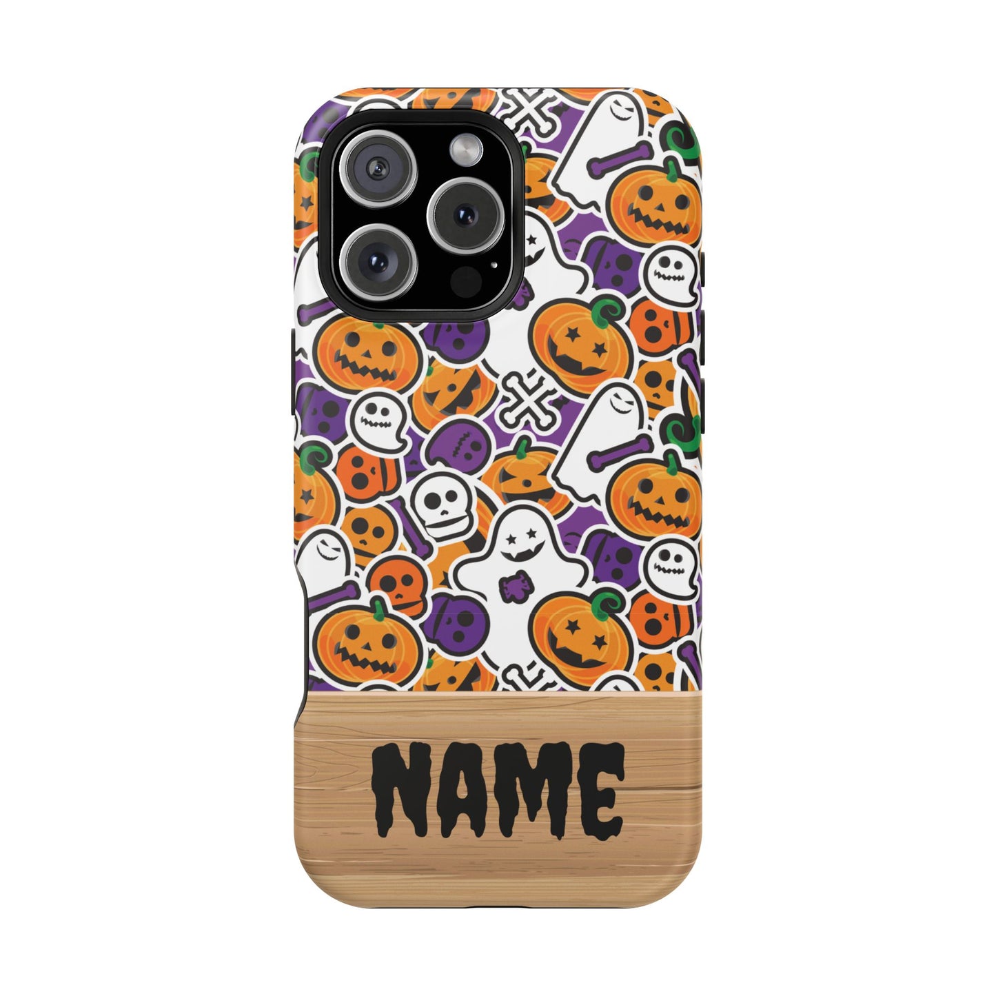Custom, Personalized Halloween Magnetic Tough Cases for iPhone - purple pumpkin ghost skull phone case
