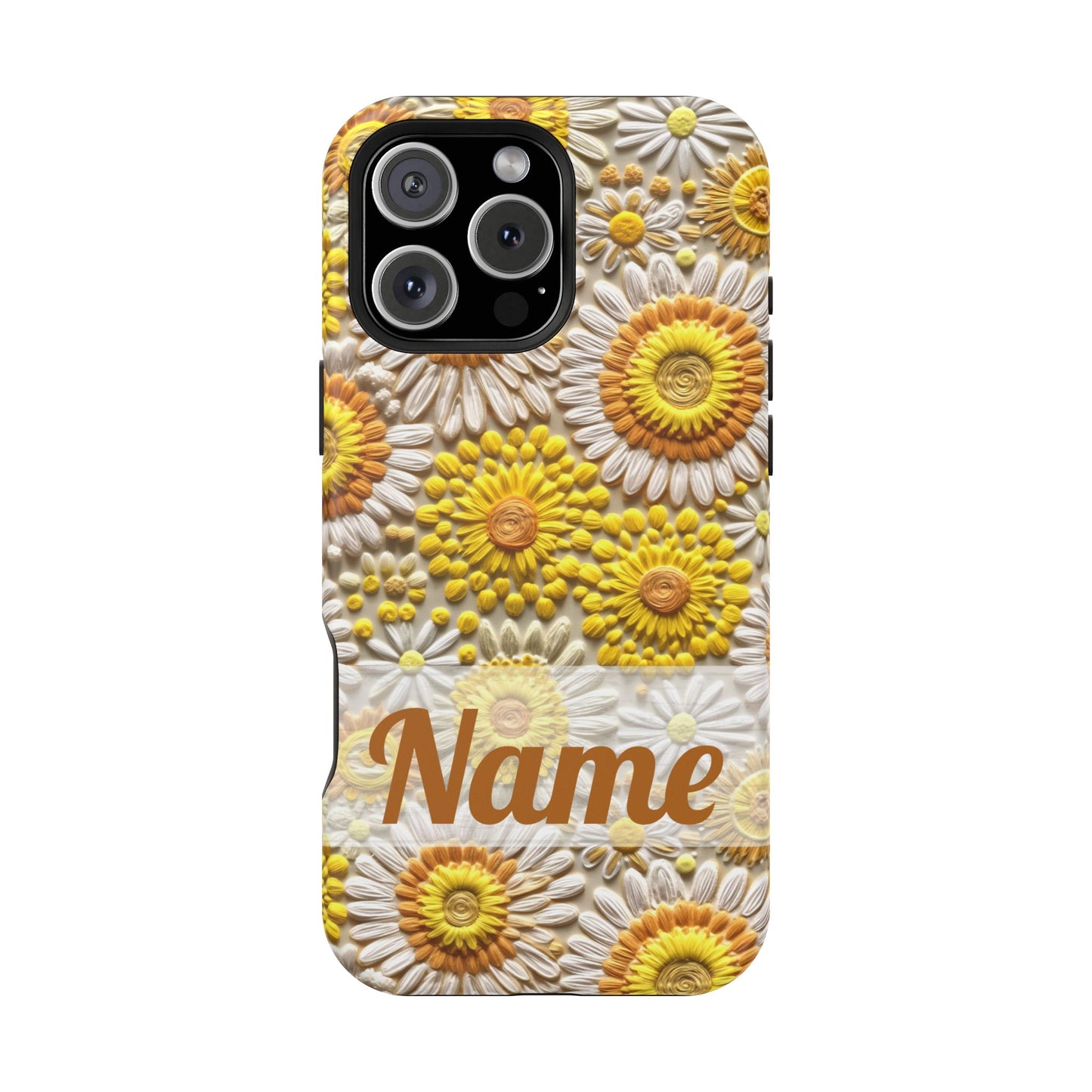 April Birth Flower Phone Case • Embroidered Daisy iPhone Cover • Colorful MagSafe Gift Idea