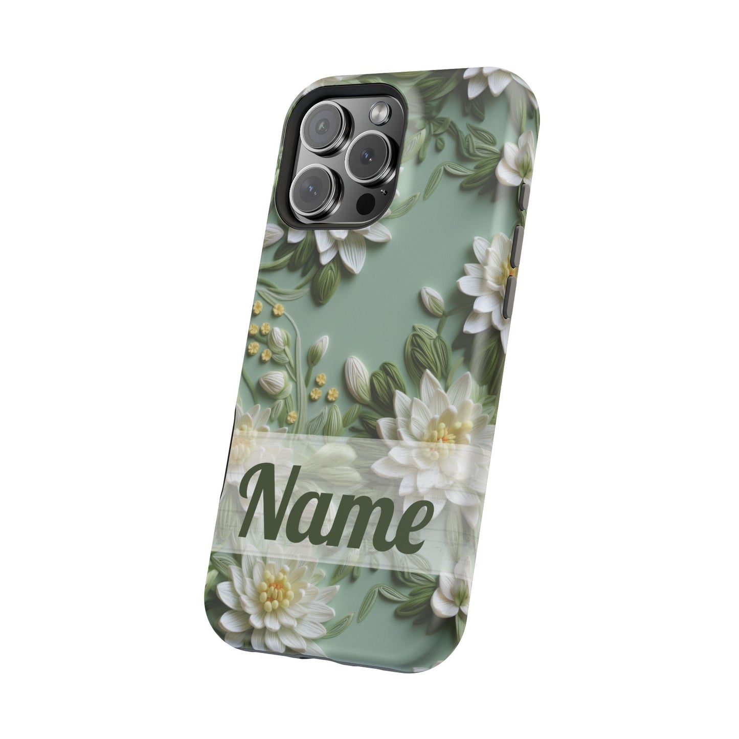 July Birth Flower Phone Case • Embroidered Water Lily iPhone Cover • Pastel MagSafe Gift