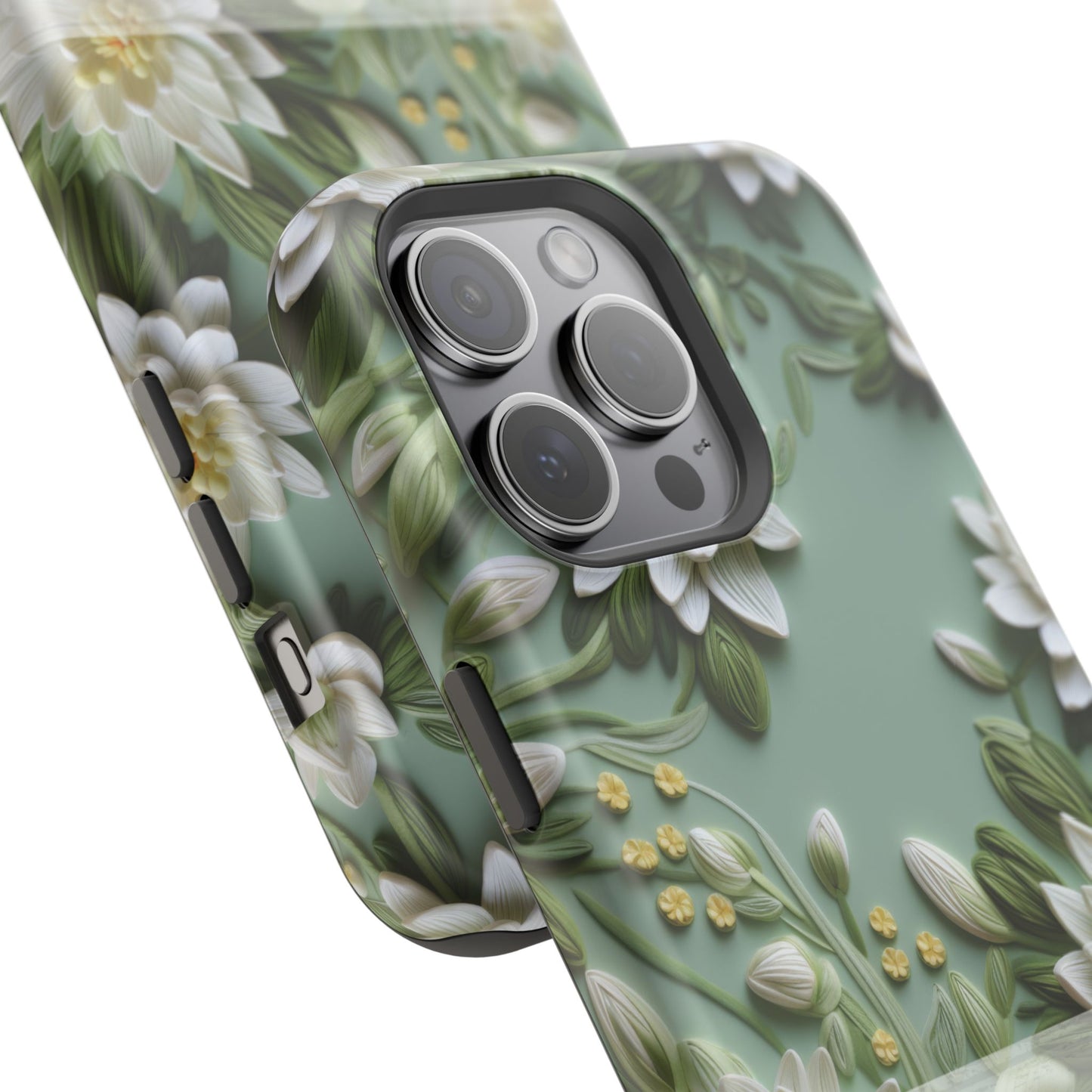 July Birth Flower Phone Case • Embroidered Water Lily iPhone Cover • Pastel MagSafe Gift