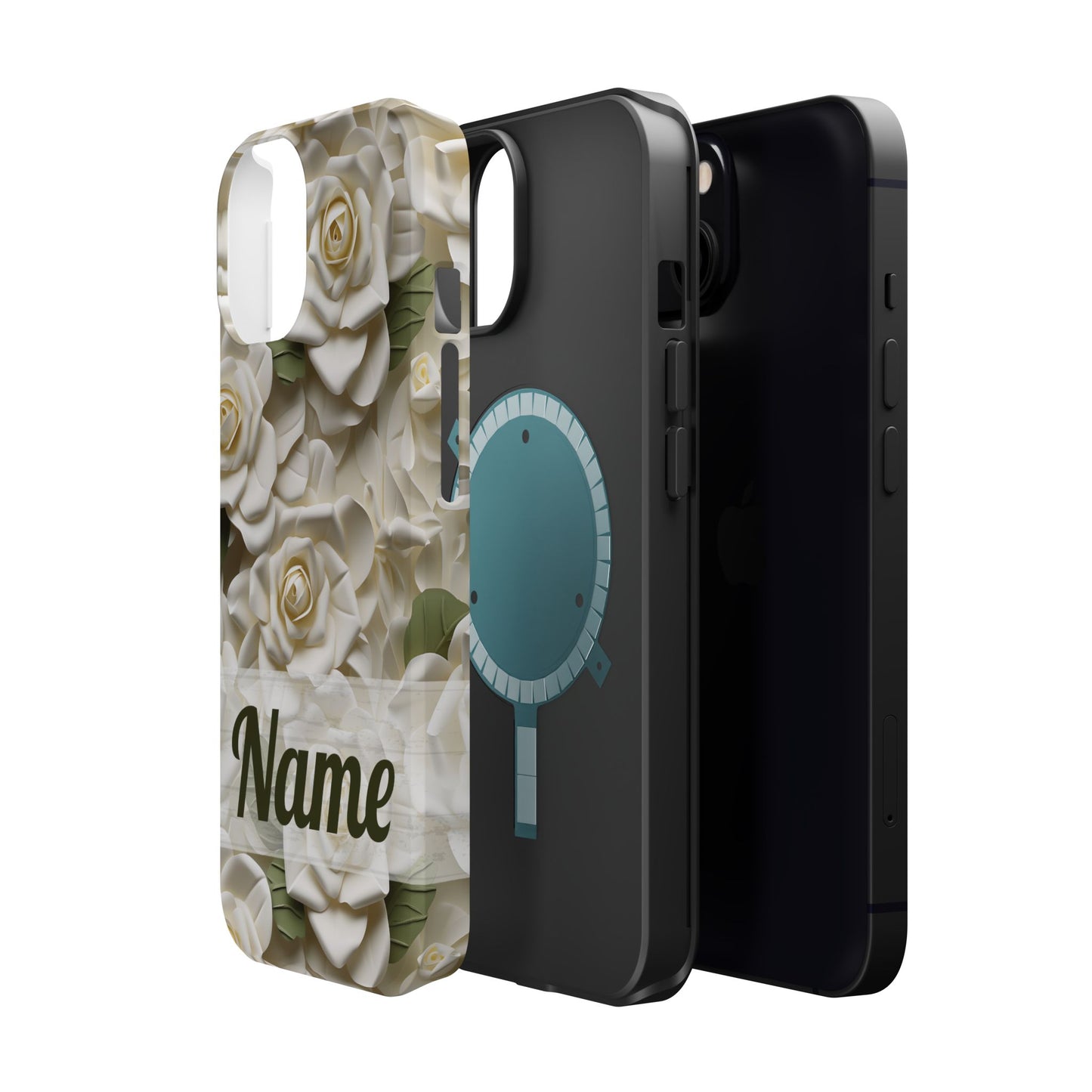 June Birth Flower Phone Case • White Paper Rose iPhone Cover • 3D Floral MagSafe Gift