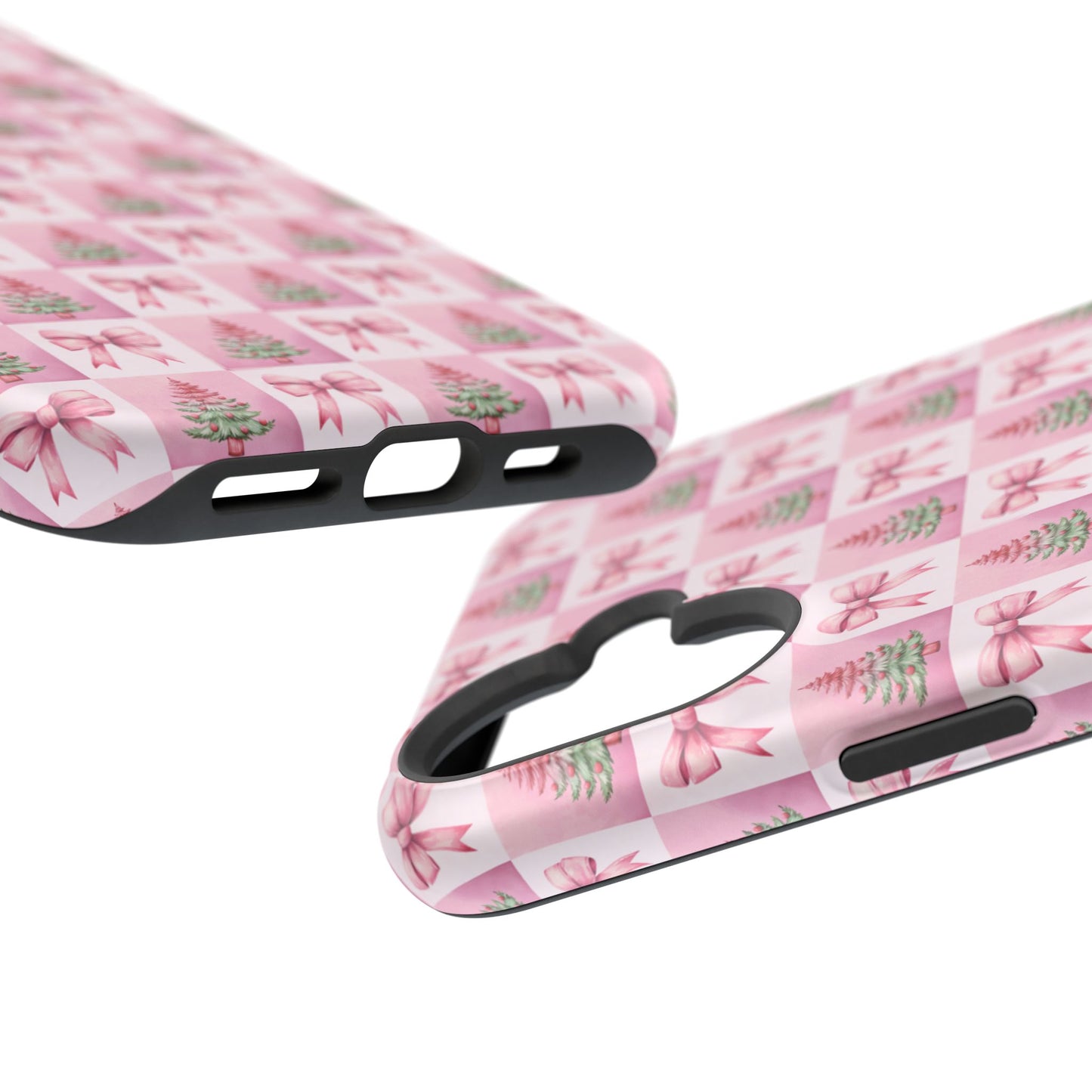 Pink Retro Christmas Tree & Coquette Phone Case - Christmas Phone Case Impact-Resistant Cases iPhone Samsung