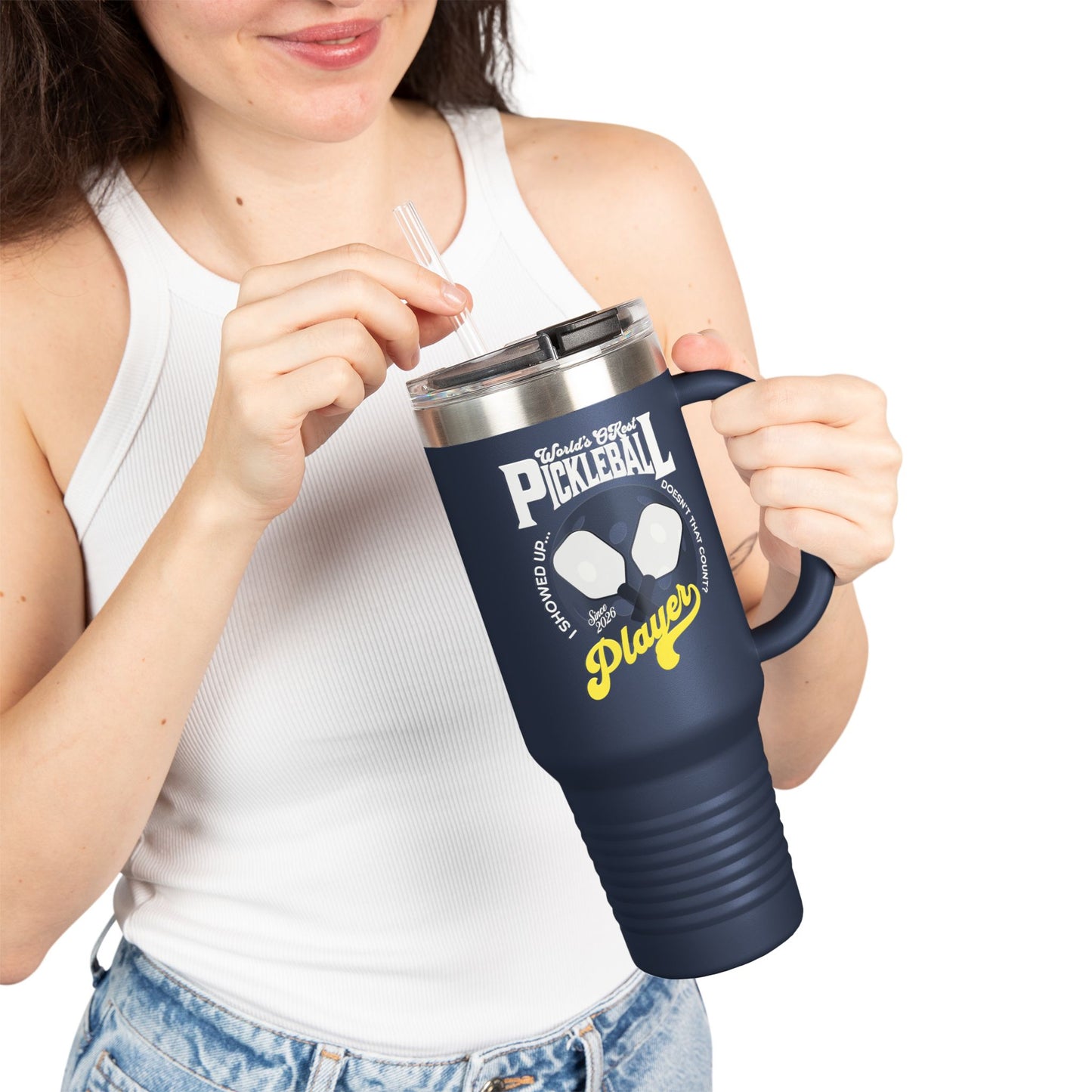 World's OK'est Pickleball Player, Funny pickleball gift, Insulated Travel Mug, 40oz