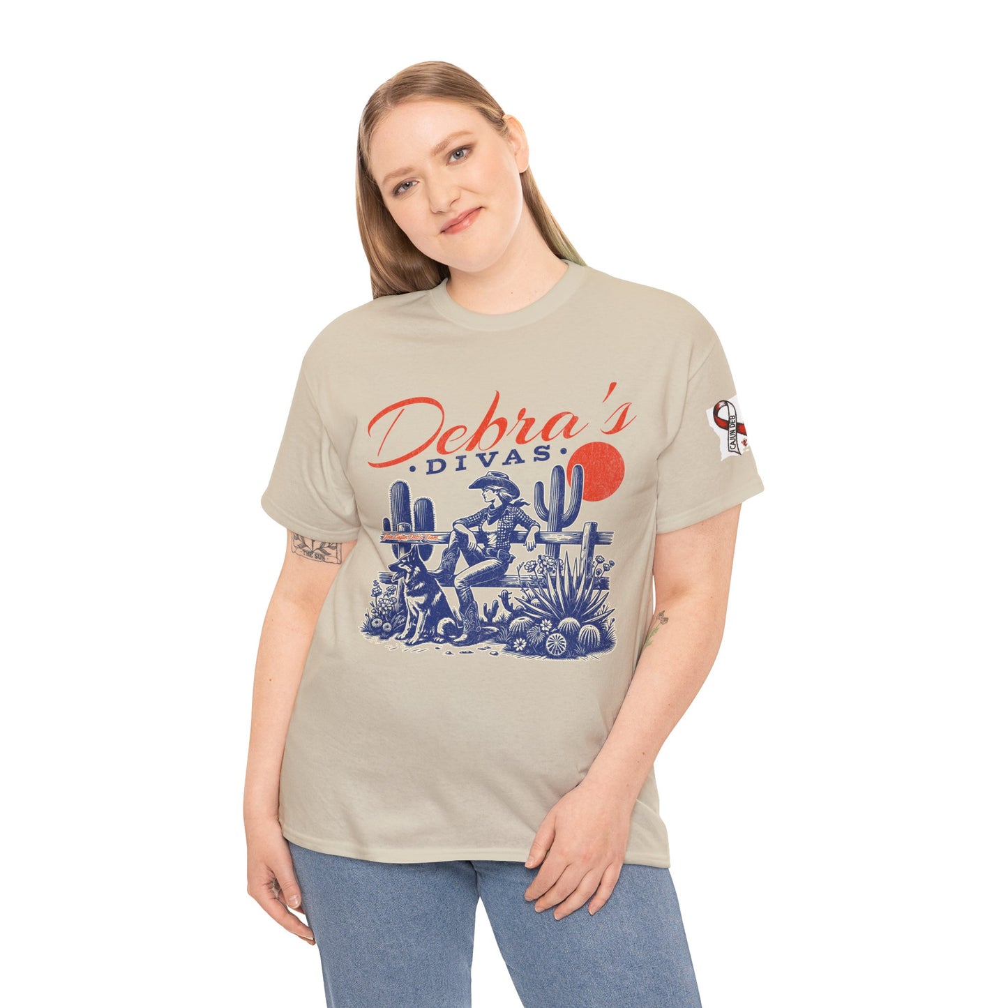 Debra’s Divas Cowgirl Tee | Vintage Western Gift Shirt GILDAN 5000 Desert Diva Unisex Heavy Cotton Tee, Cowgirl Western Shirt,Trendy Graphic Tee, Gift for Dog Lovers, Vintage Desert Style