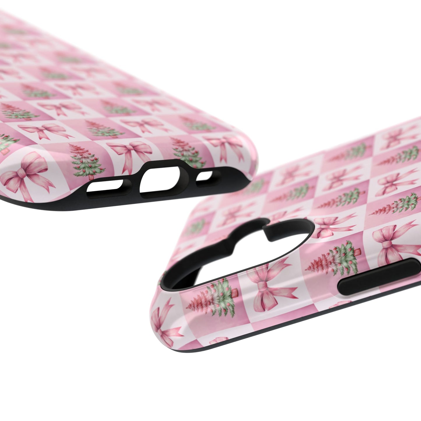Pink Retro Christmas Tree & Coquette Phone Case - Christmas Phone Case Impact-Resistant Cases iPhone Samsung