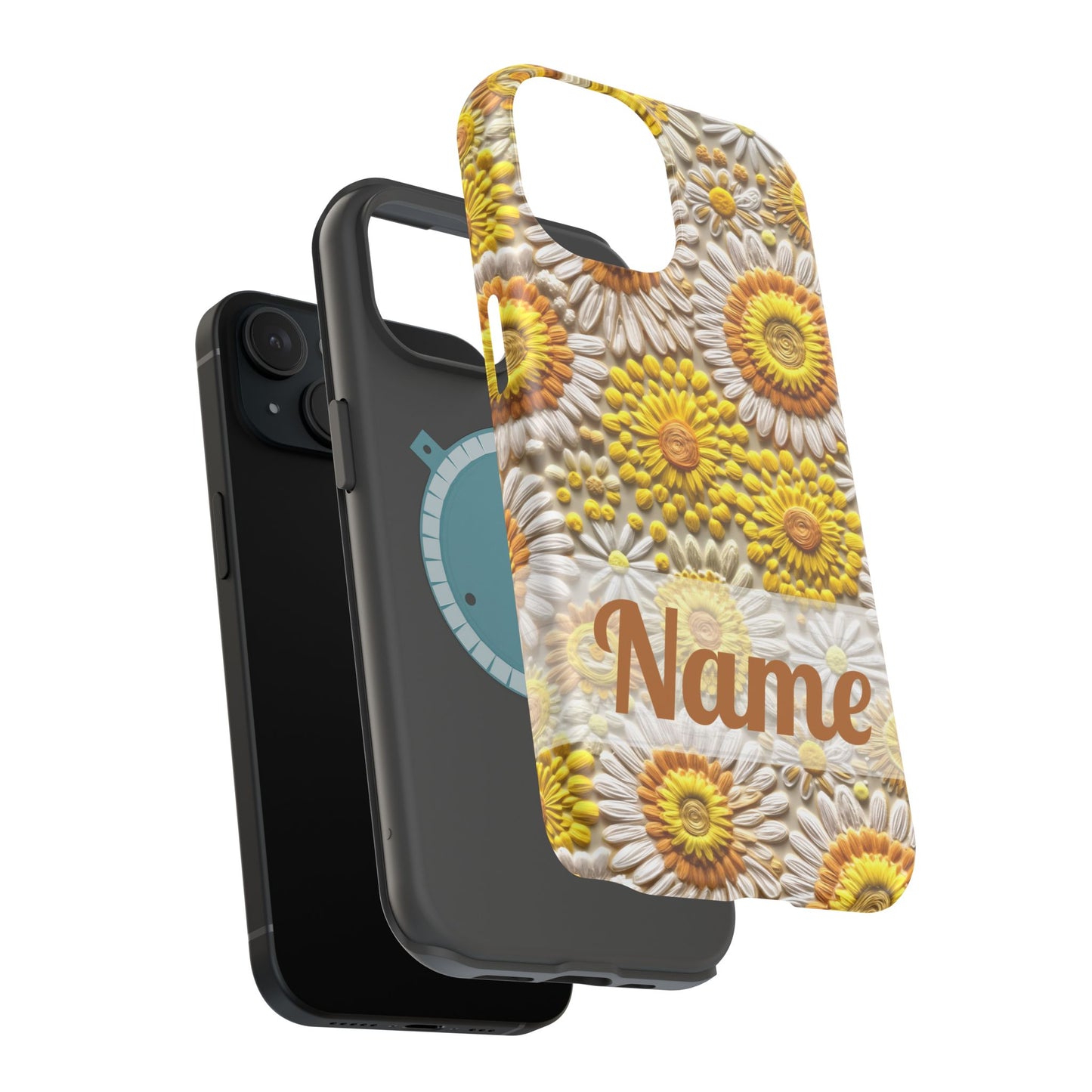 April Birth Flower Phone Case • Embroidered Daisy iPhone Cover • Colorful MagSafe Gift Idea