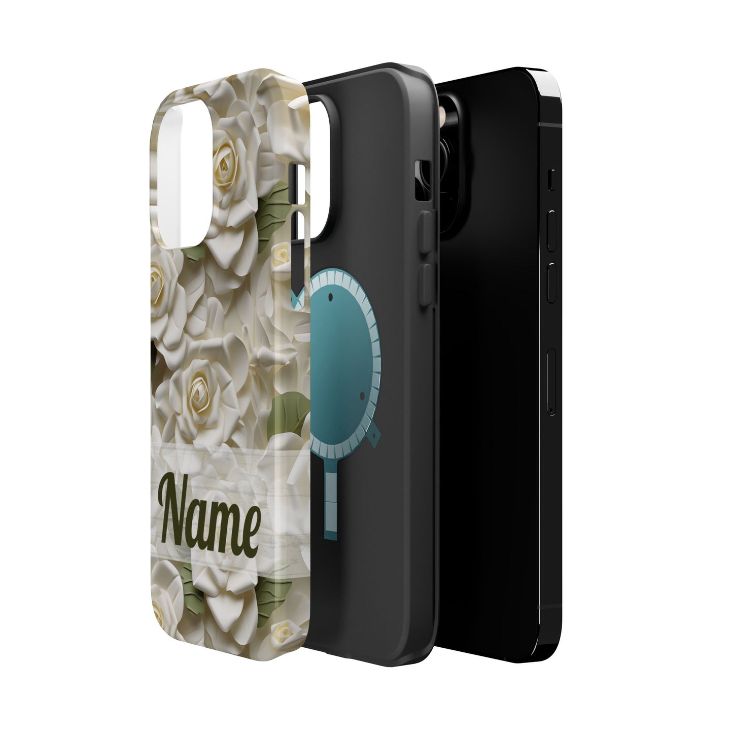 June Birth Flower Phone Case • White Paper Rose iPhone Cover • 3D Floral MagSafe Gift