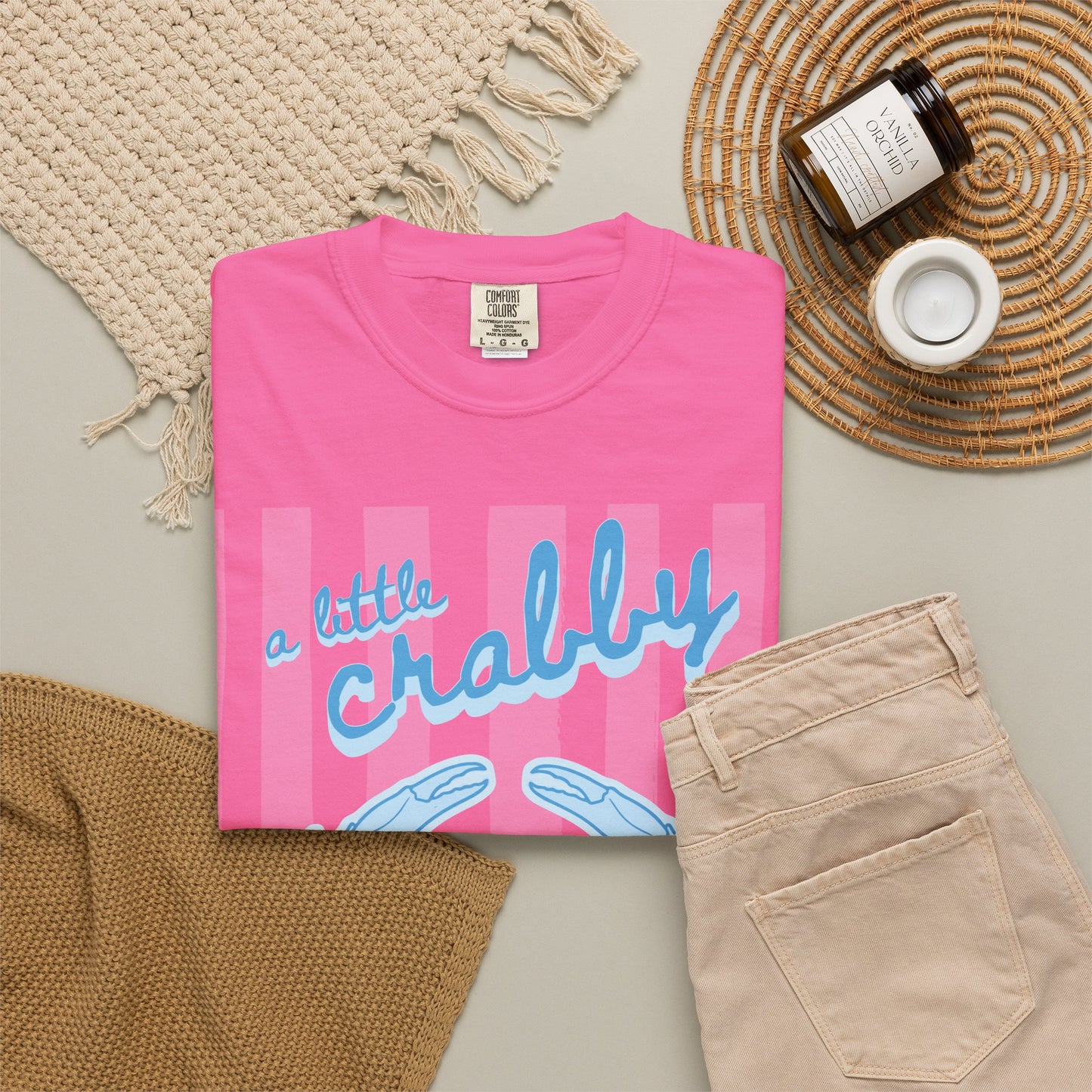 CAJUN DEB Crabby T-Shirt — "A Little Crabby" Blue Crab Graphic Comfort Colors Tee
