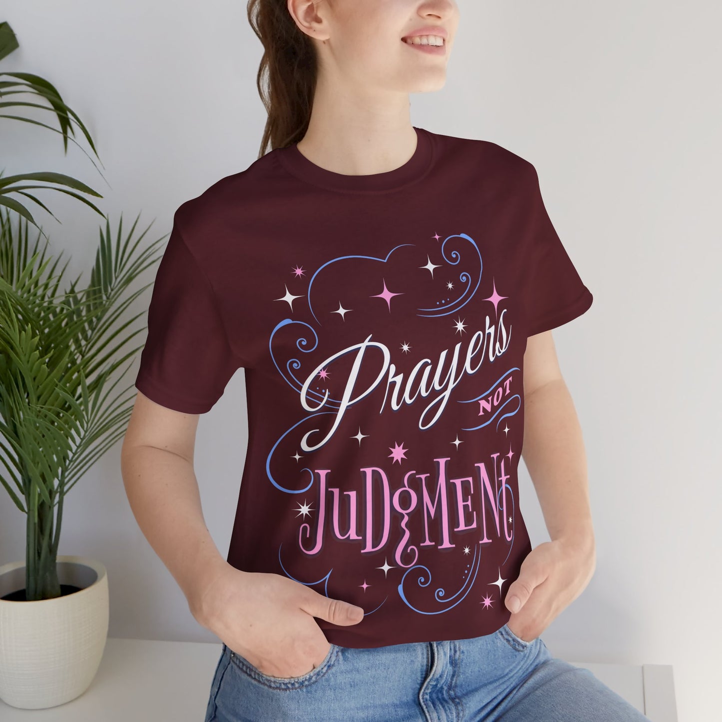 Prayers Not Judgment shirt - Bella Canvas 3001 Unisex Jersey Short Sleeve Tee Christian gift