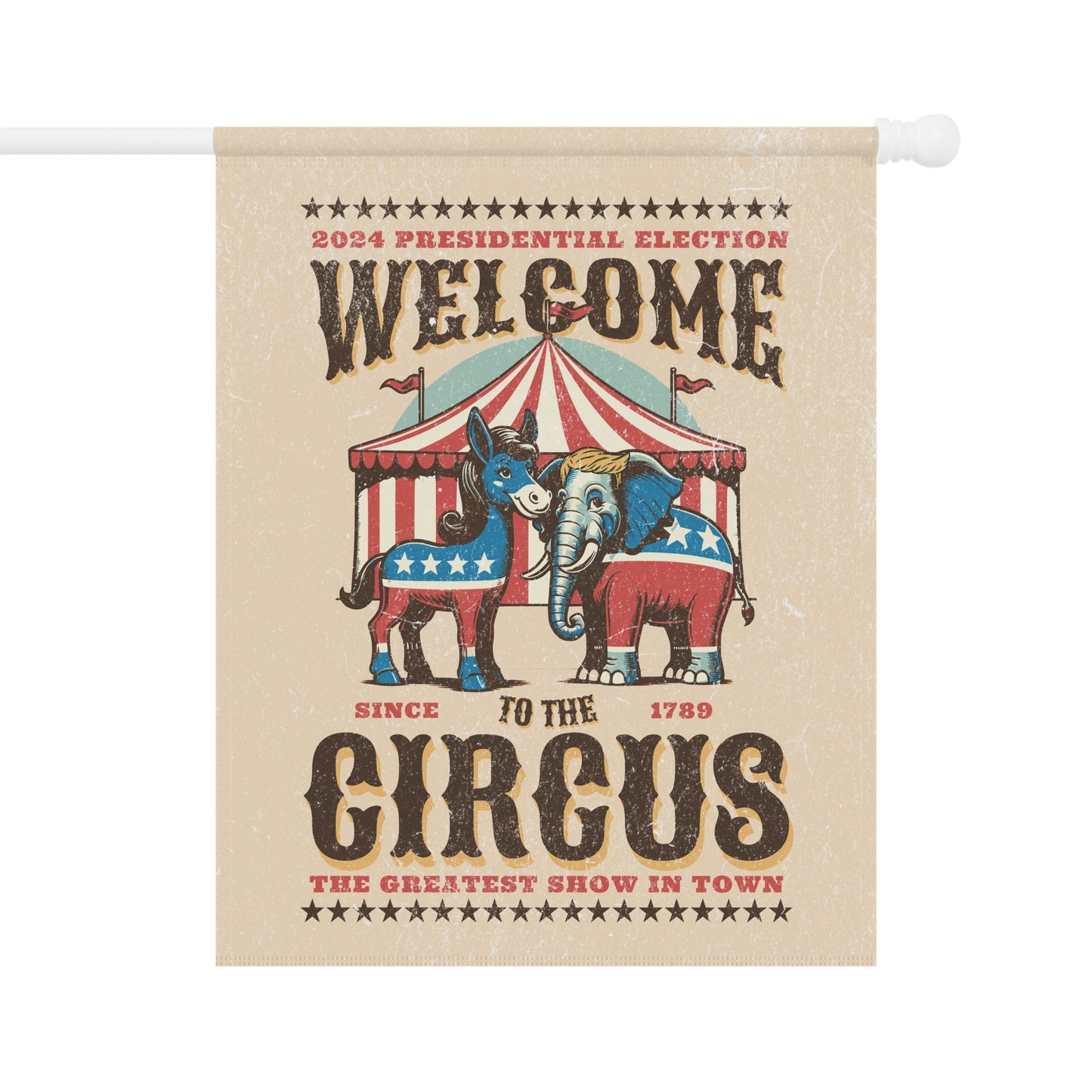 Garden & House Flag or Banner satire 2024 election humor elephant donkey
