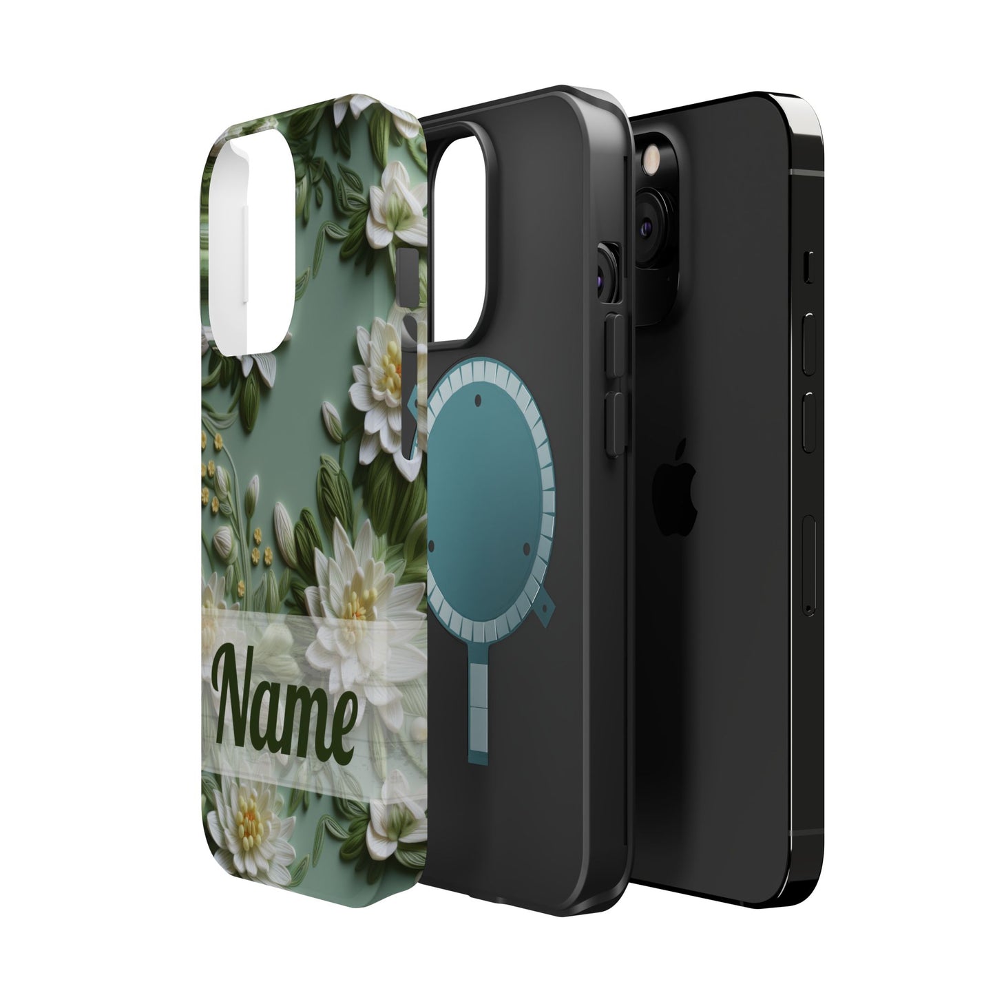 July Birth Flower Phone Case • Embroidered Water Lily iPhone Cover • Pastel MagSafe Gift