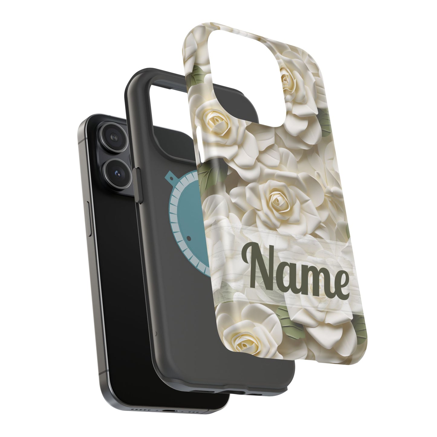 June Birth Flower Phone Case • White Paper Rose iPhone Cover • 3D Floral MagSafe Gift