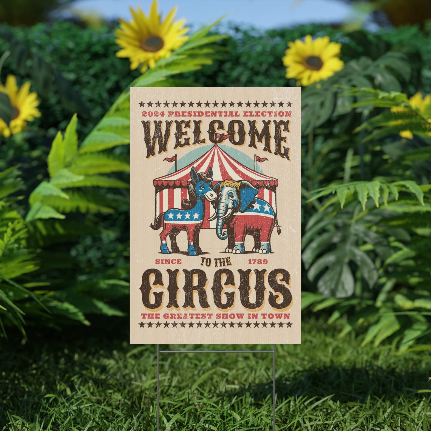 Plastic Political Circus Yard Sign 2024 Election