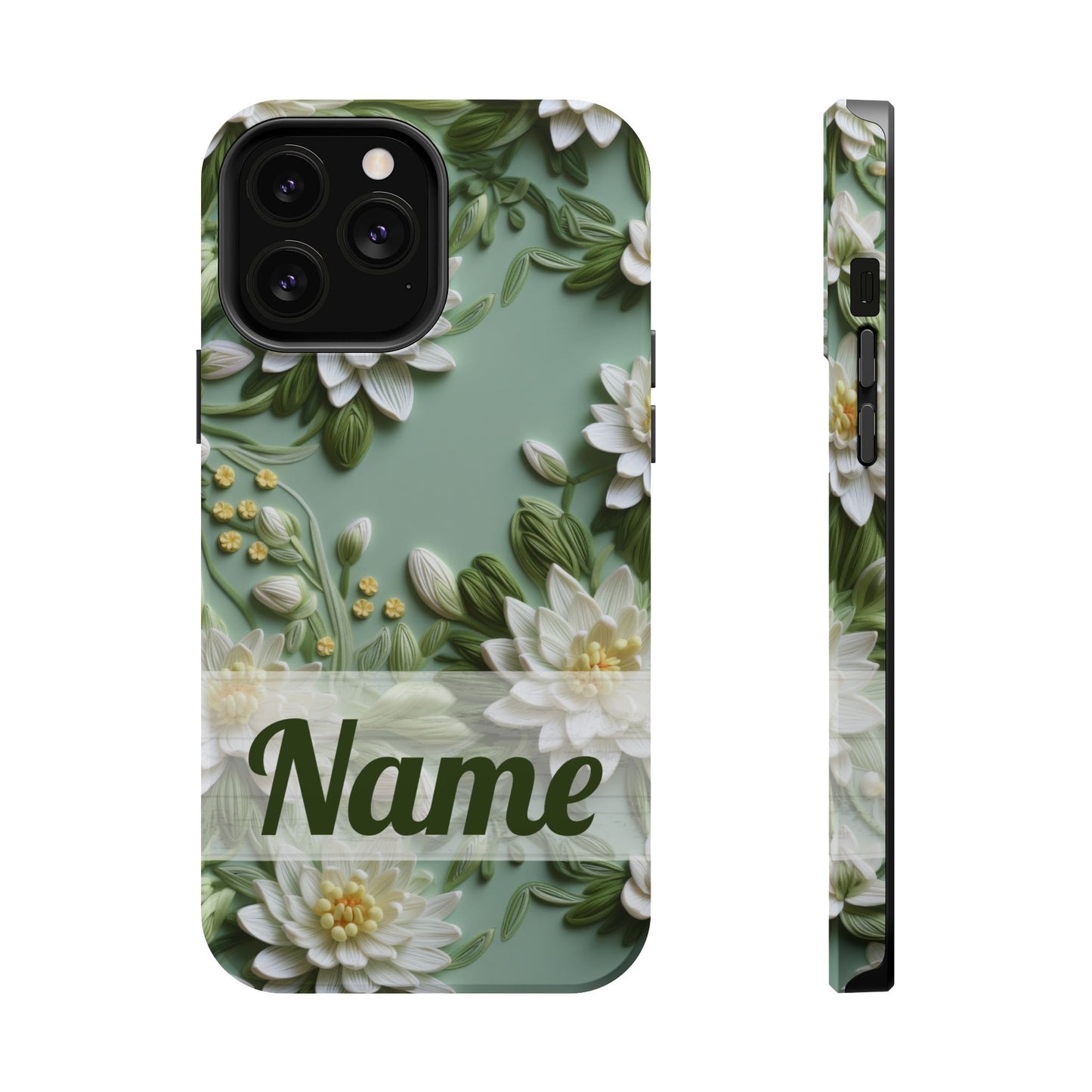 July Birth Flower Phone Case • Embroidered Water Lily iPhone Cover • Pastel MagSafe Gift