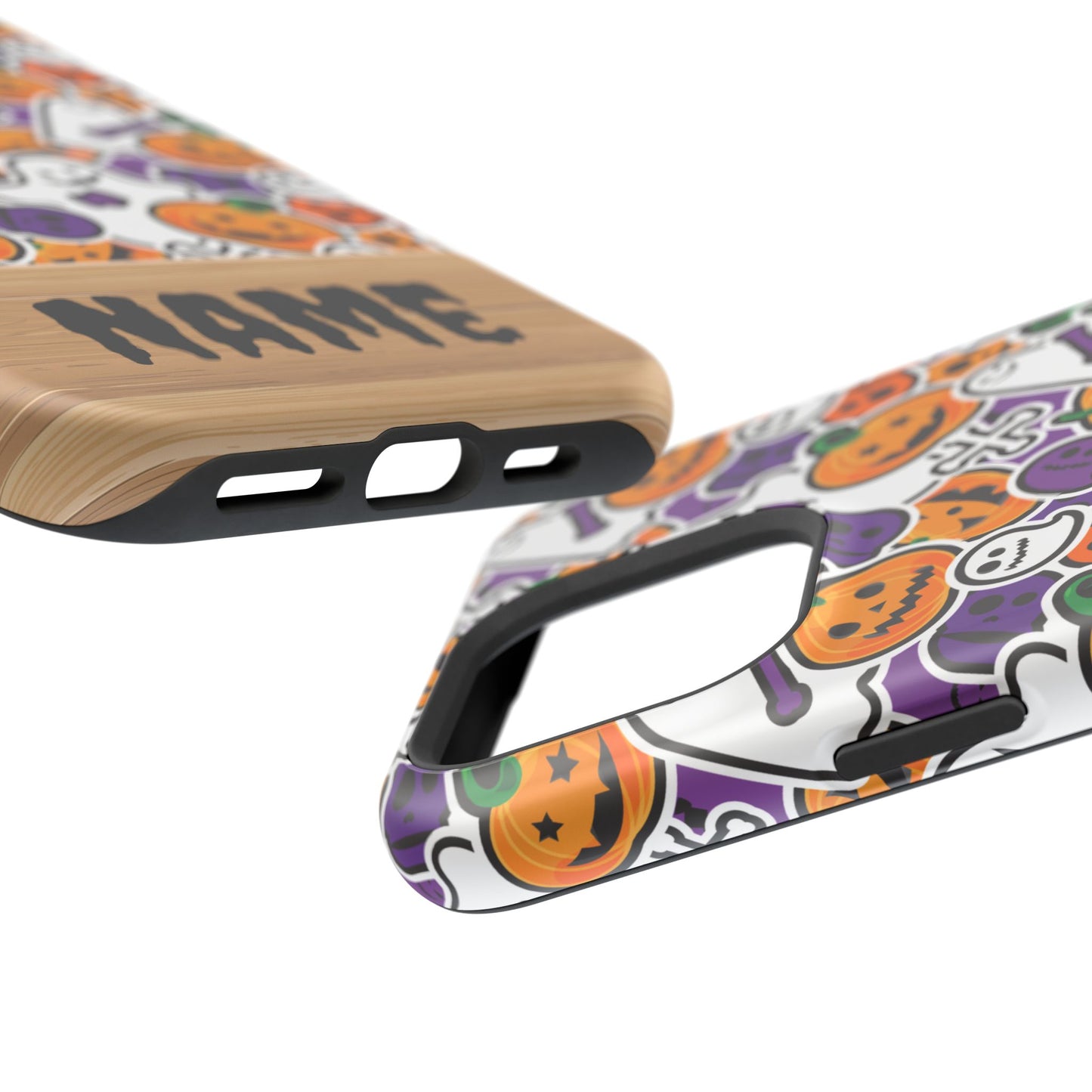 Custom, Personalized Halloween Magnetic Tough Cases for iPhone - purple pumpkin ghost skull phone case