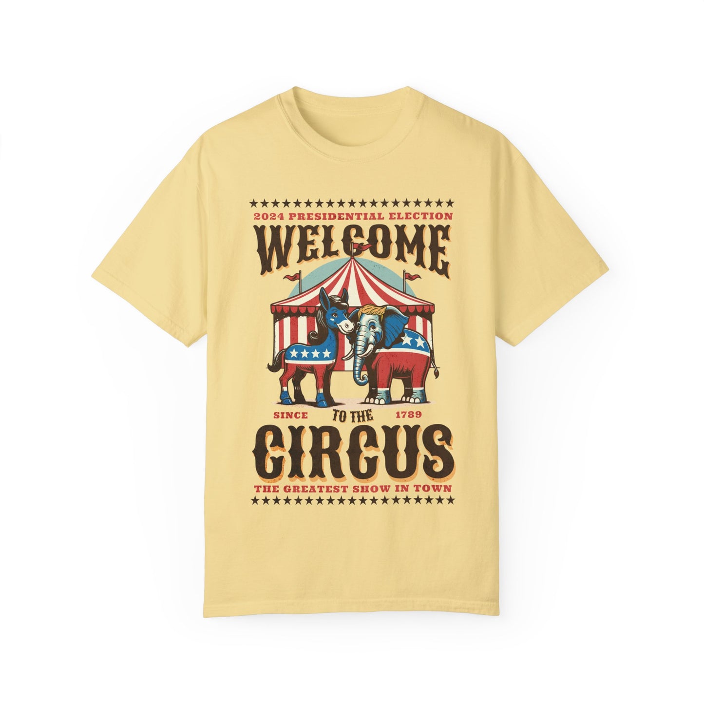 Political Circus T-Shirt | Elephant & Donkey Satire Unisex Garment-Dyed T-shirt election Comfort Colors 1717