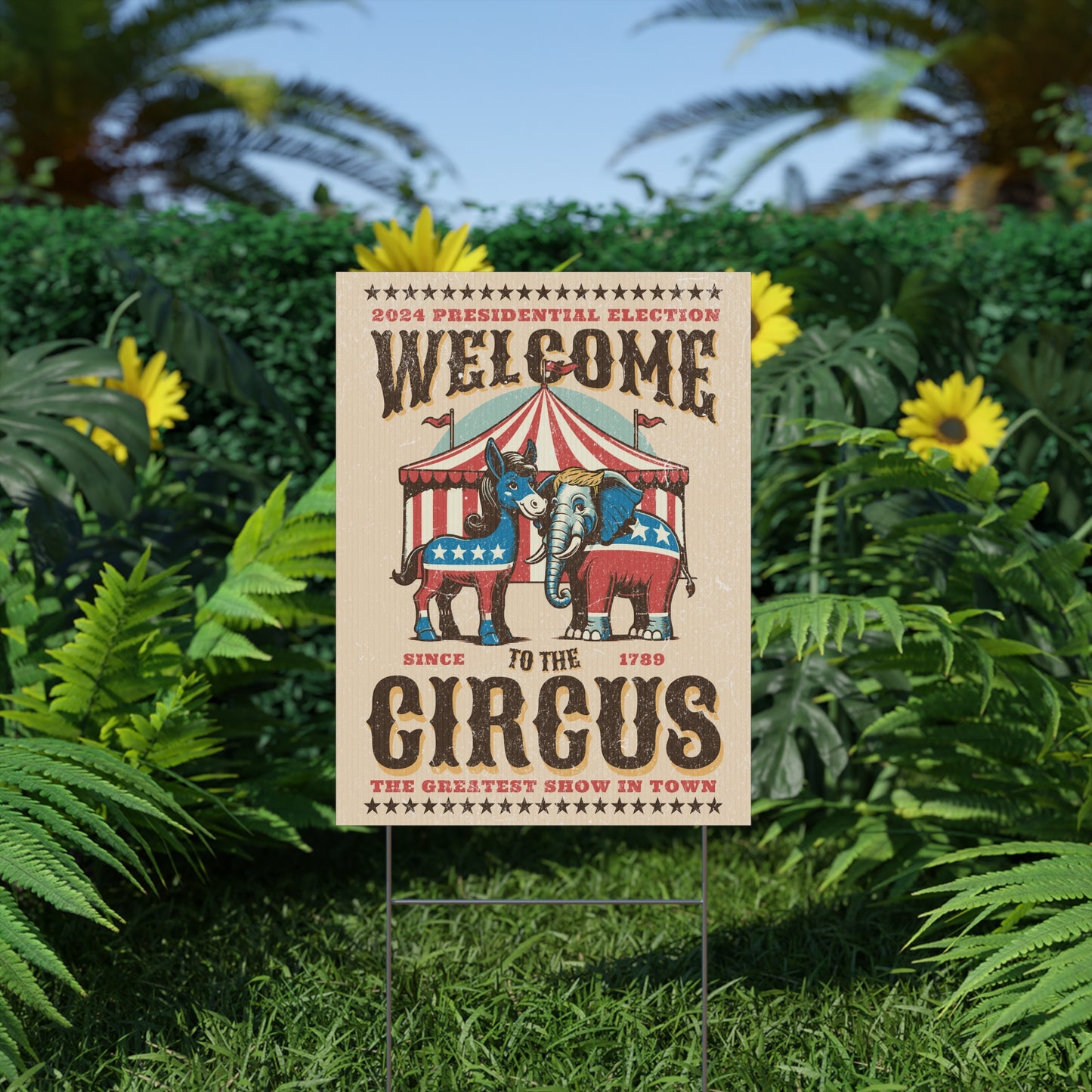 Plastic Political Circus Yard Sign 2024 Election