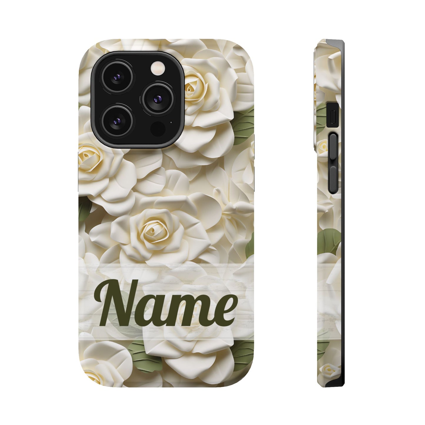 June Birth Flower Phone Case • White Paper Rose iPhone Cover • 3D Floral MagSafe Gift