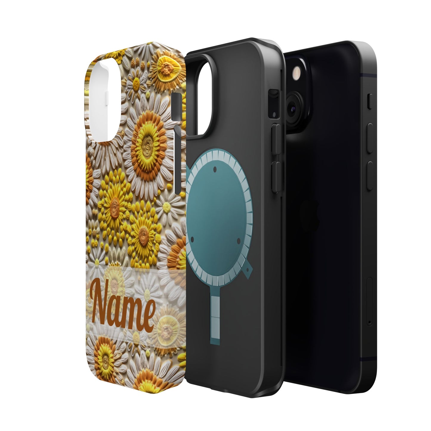 April Birth Flower Phone Case • Embroidered Daisy iPhone Cover • Colorful MagSafe Gift Idea
