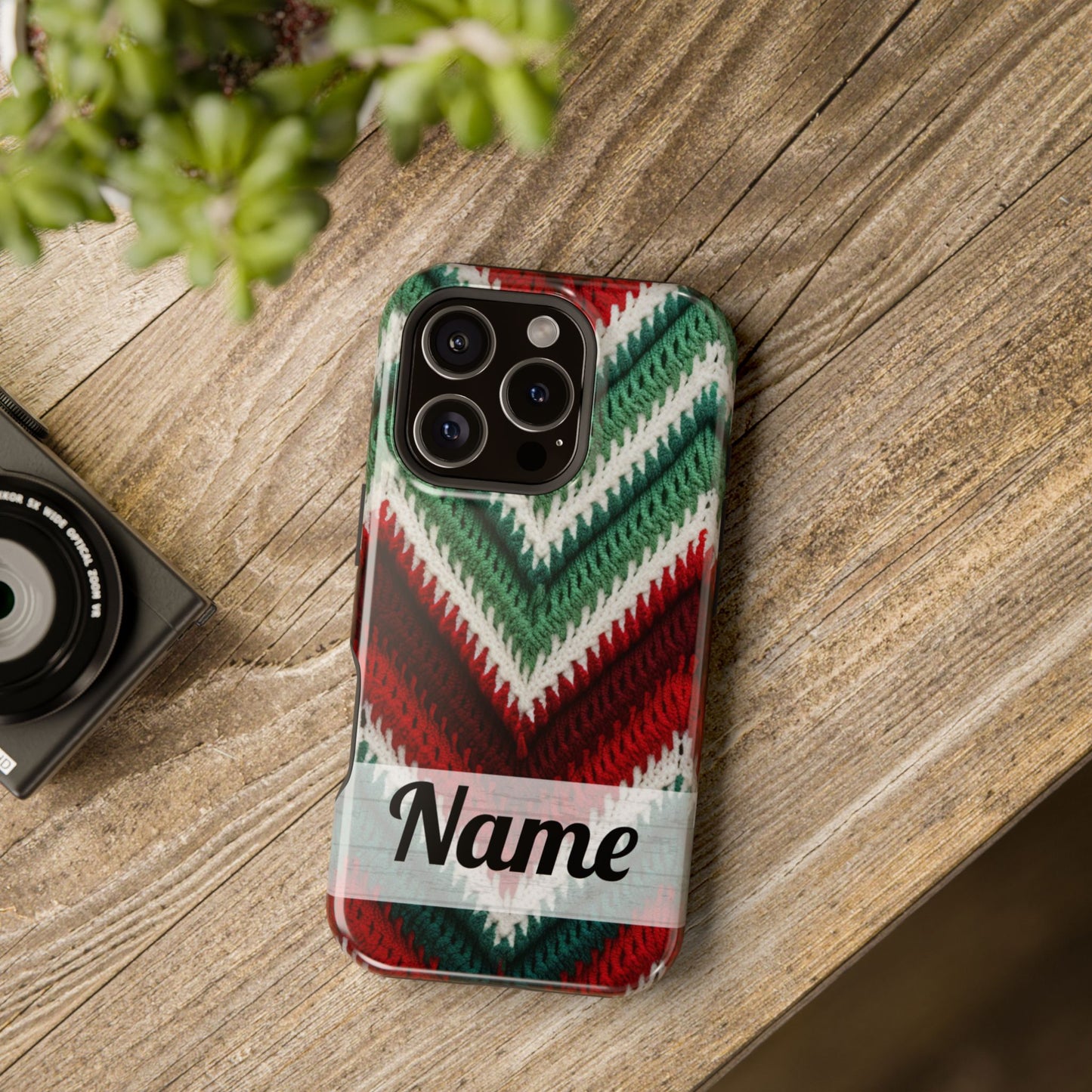 Vintage Christmas Crocheted Afghan Phone Case - Personalized Christmas Phone Case Impact-Resistant Case