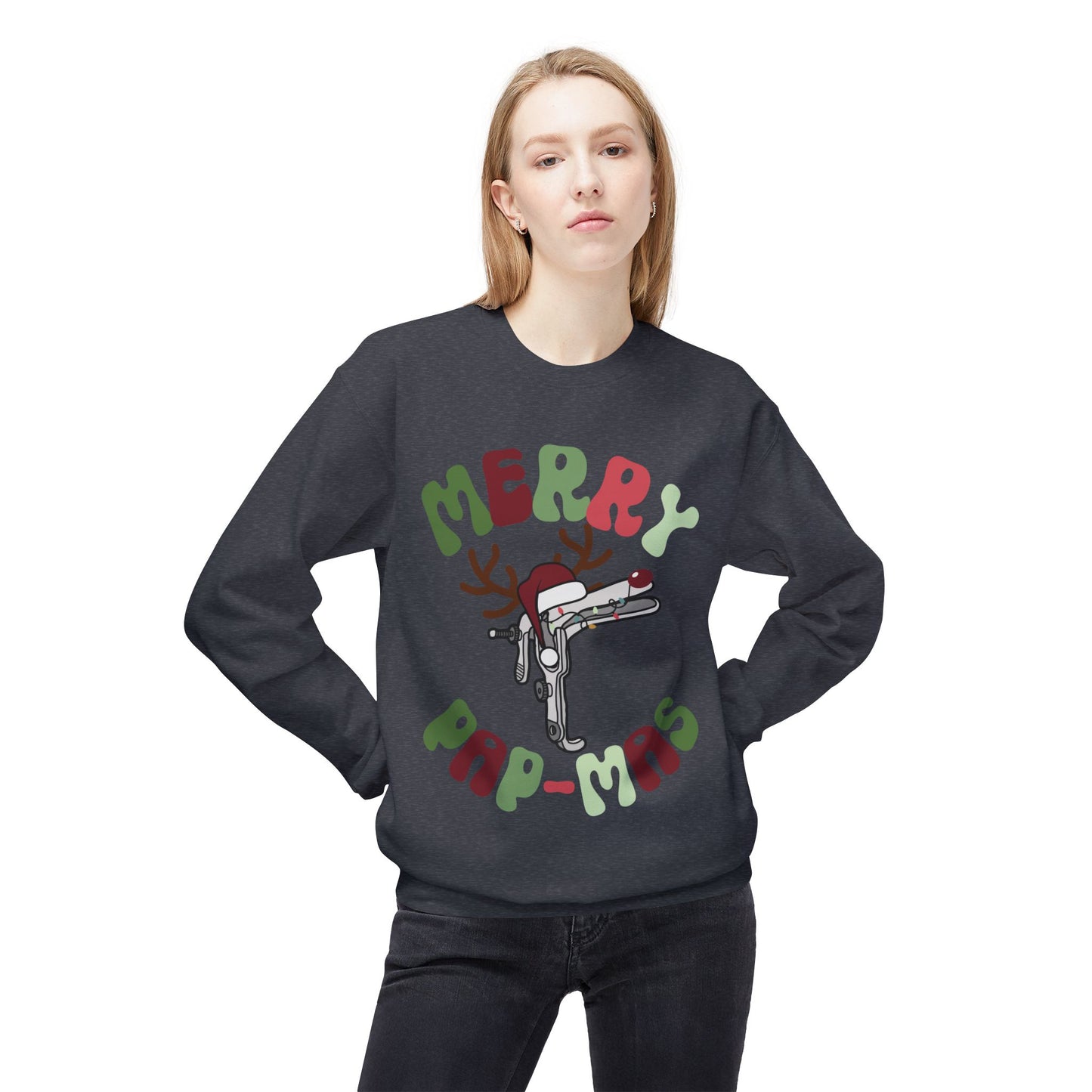 Merry Pap-Mas Funny Gyno Christmas Sweatshirt gynecology office - Unisex Midweight Softstyle Fleece Crewneck Gildan SF000 Sweatshirt pullover