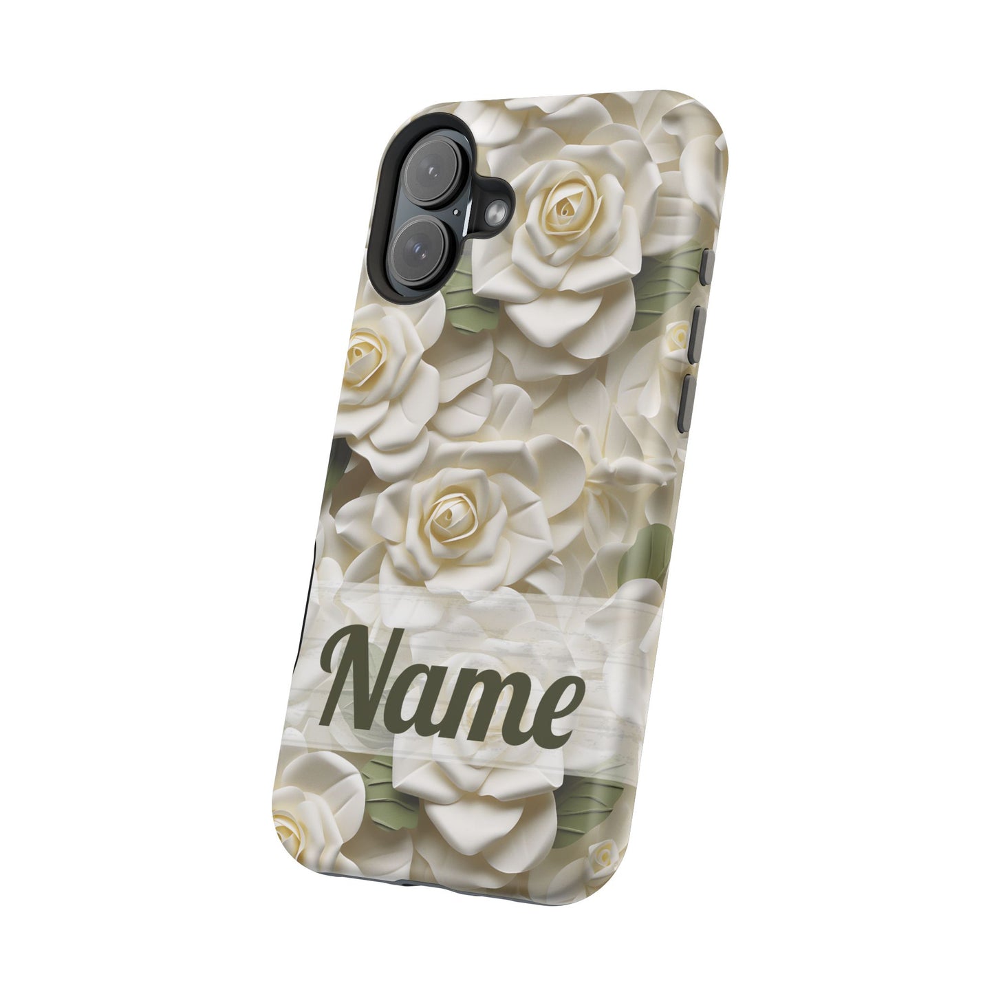 June Birth Flower Phone Case • White Paper Rose iPhone Cover • 3D Floral MagSafe Gift