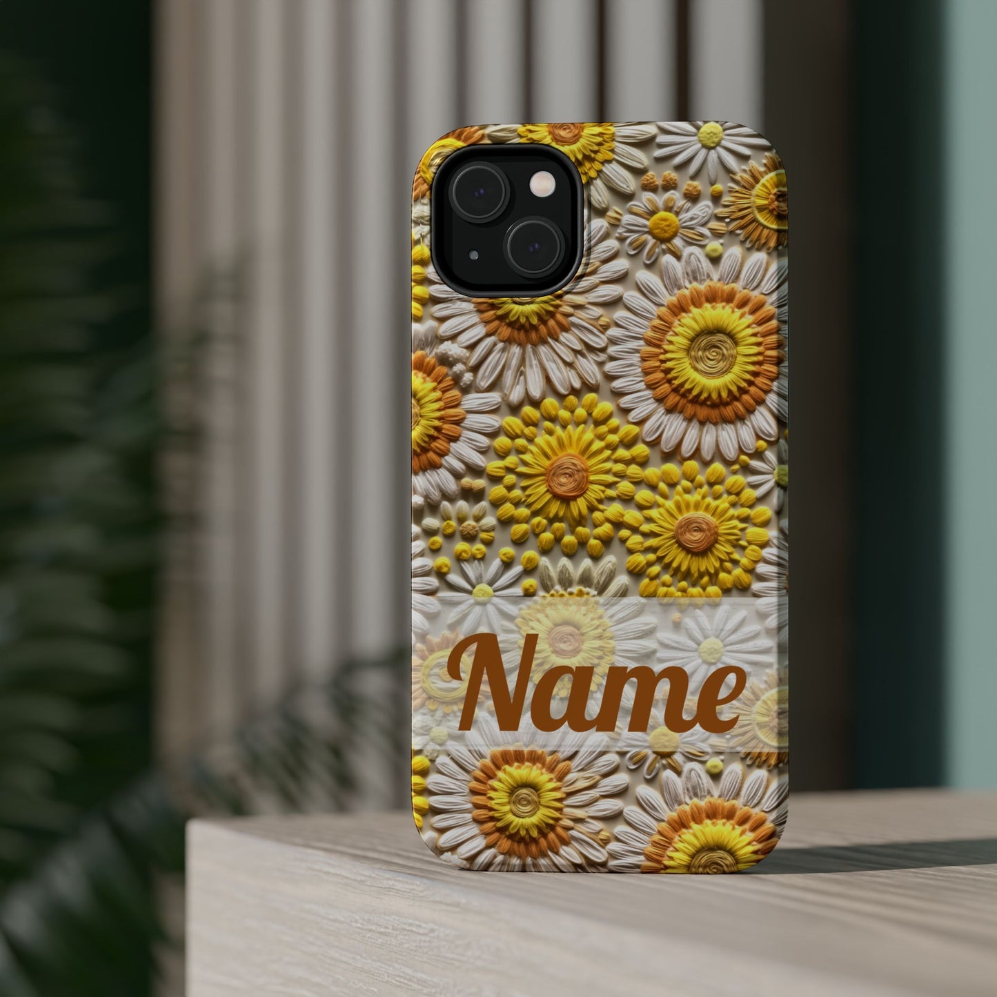 April Birth Flower Phone Case • Embroidered Daisy iPhone Cover • Colorful MagSafe Gift Idea