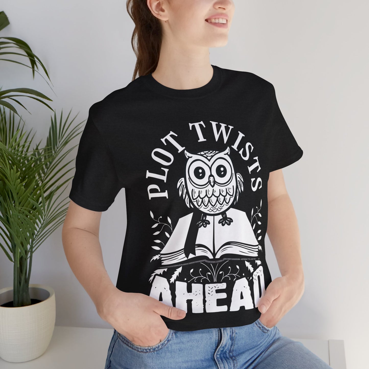 PLOT TWISTS AHEAD bookworm reading book lover geek nerd gift - Bella Canvas 3001 Unisex Jersey Short Sleeve Tee
