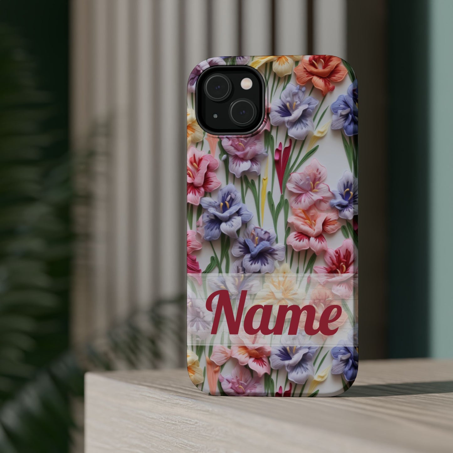 August Birth Flower Phone Case • 3D Gladiolus iPhone Cover • Pastel Floral MagSafe Gift