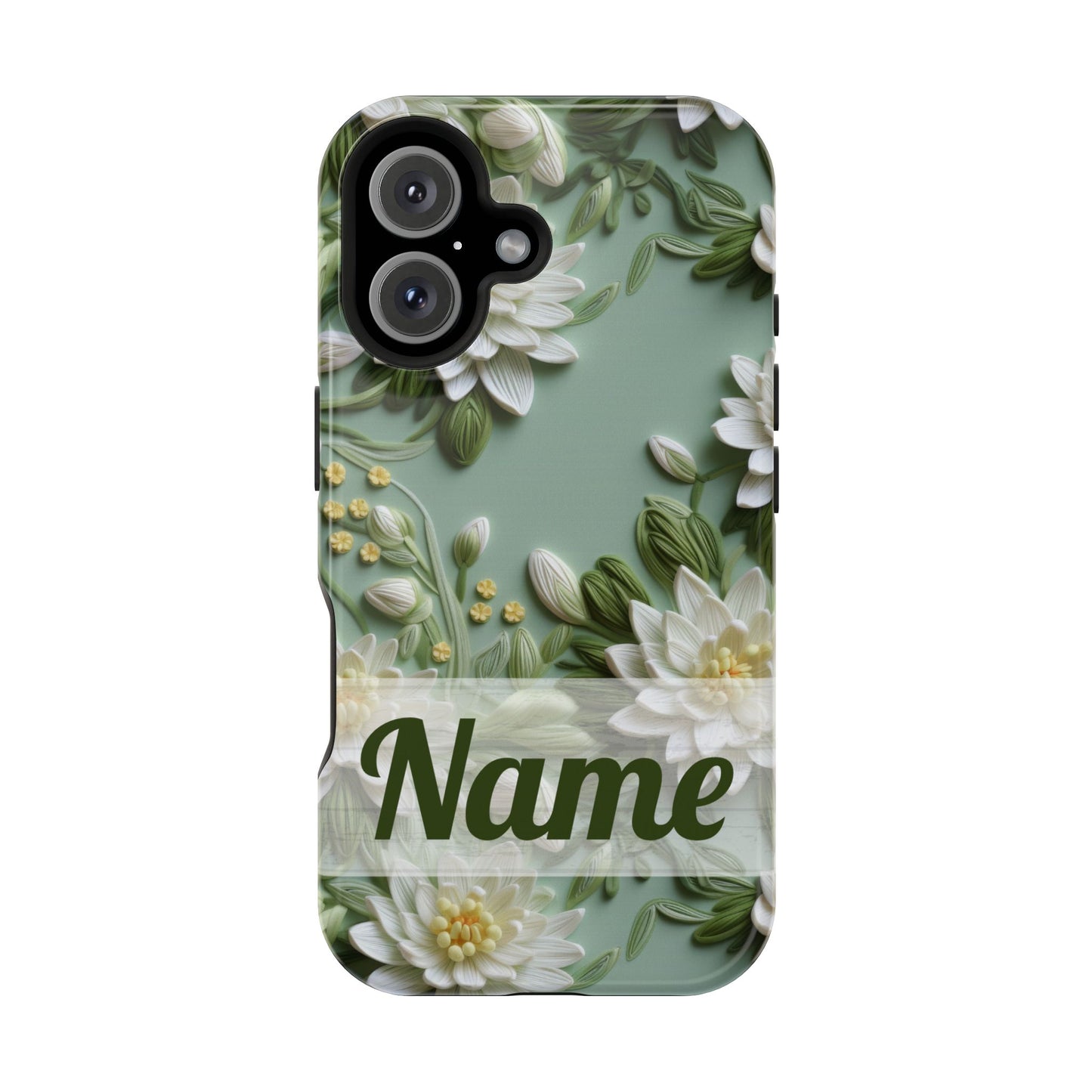 July Birth Flower Phone Case • Embroidered Water Lily iPhone Cover • Pastel MagSafe Gift