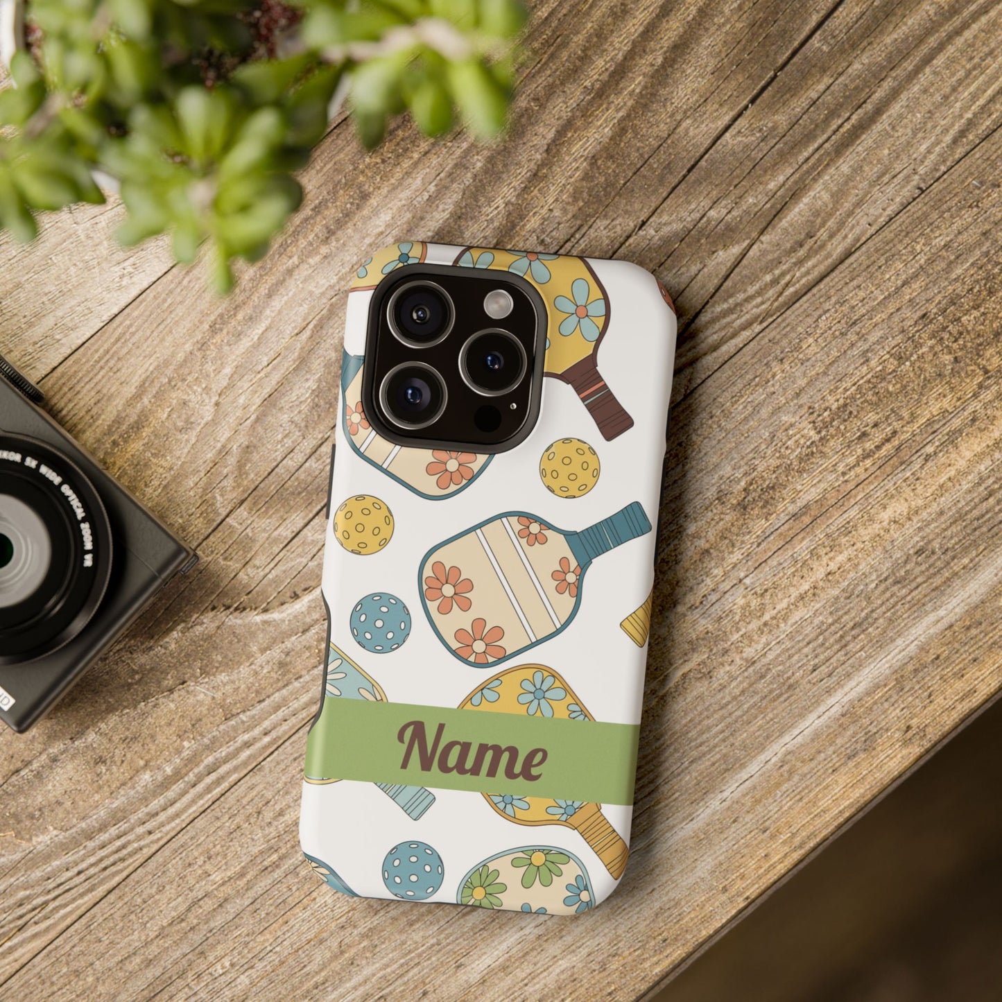 Custom, Personalized Retro Pickleball iPhone Case Custom Magnetic Tough Case Personalized