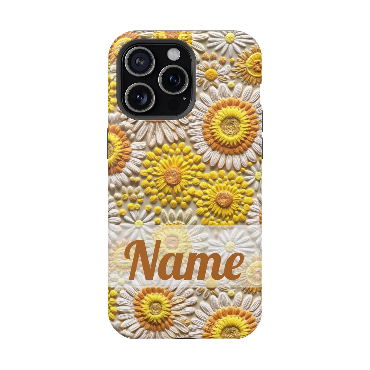 April Birth Flower Phone Case • Embroidered Daisy iPhone Cover • Colorful MagSafe Gift Idea