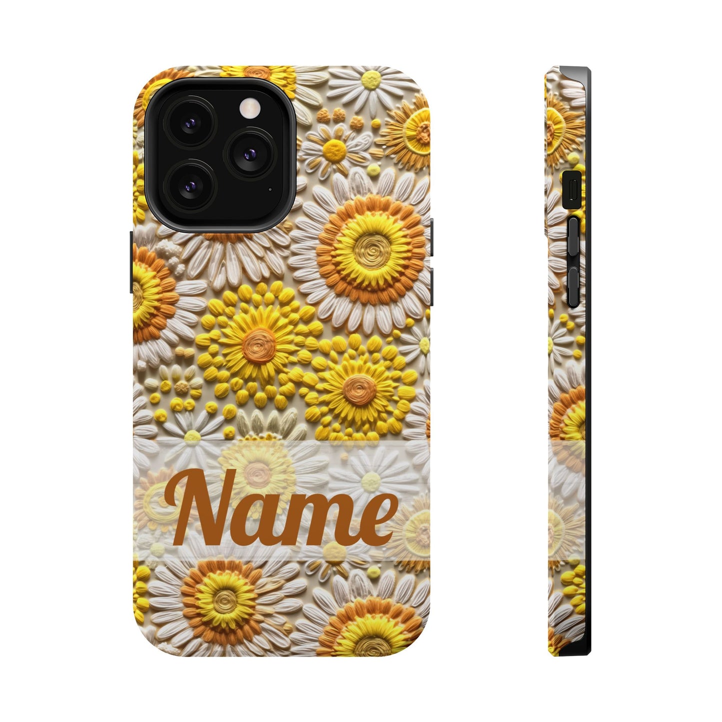 April Birth Flower Phone Case • Embroidered Daisy iPhone Cover • Colorful MagSafe Gift Idea