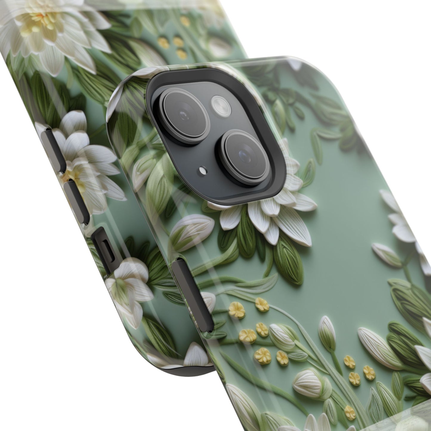 July Birth Flower Phone Case • Embroidered Water Lily iPhone Cover • Pastel MagSafe Gift