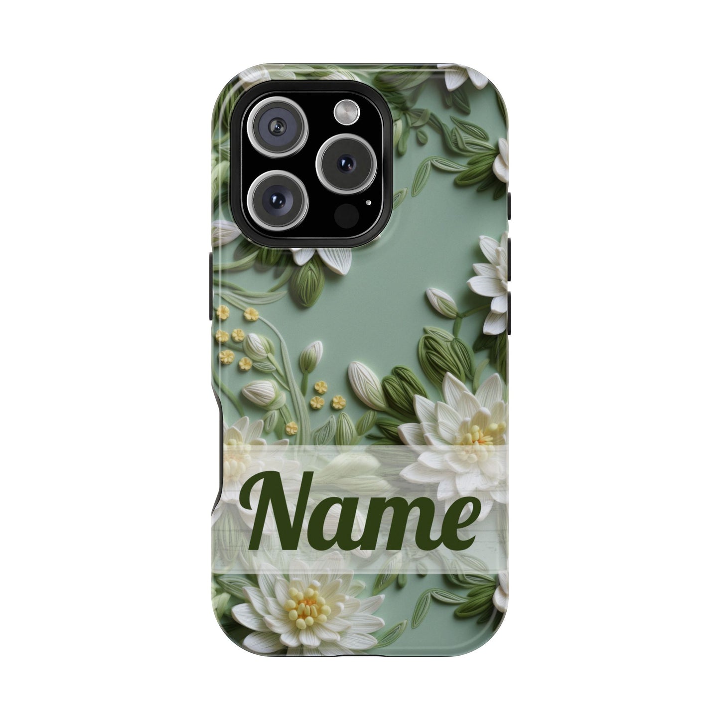 July Birth Flower Phone Case • Embroidered Water Lily iPhone Cover • Pastel MagSafe Gift