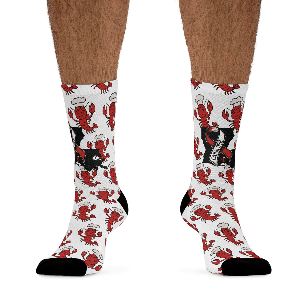 Crawfish Socks — Louisiana Crew Socks with Cajun Deb Logo, Eco-Friendly Recycled Poly
