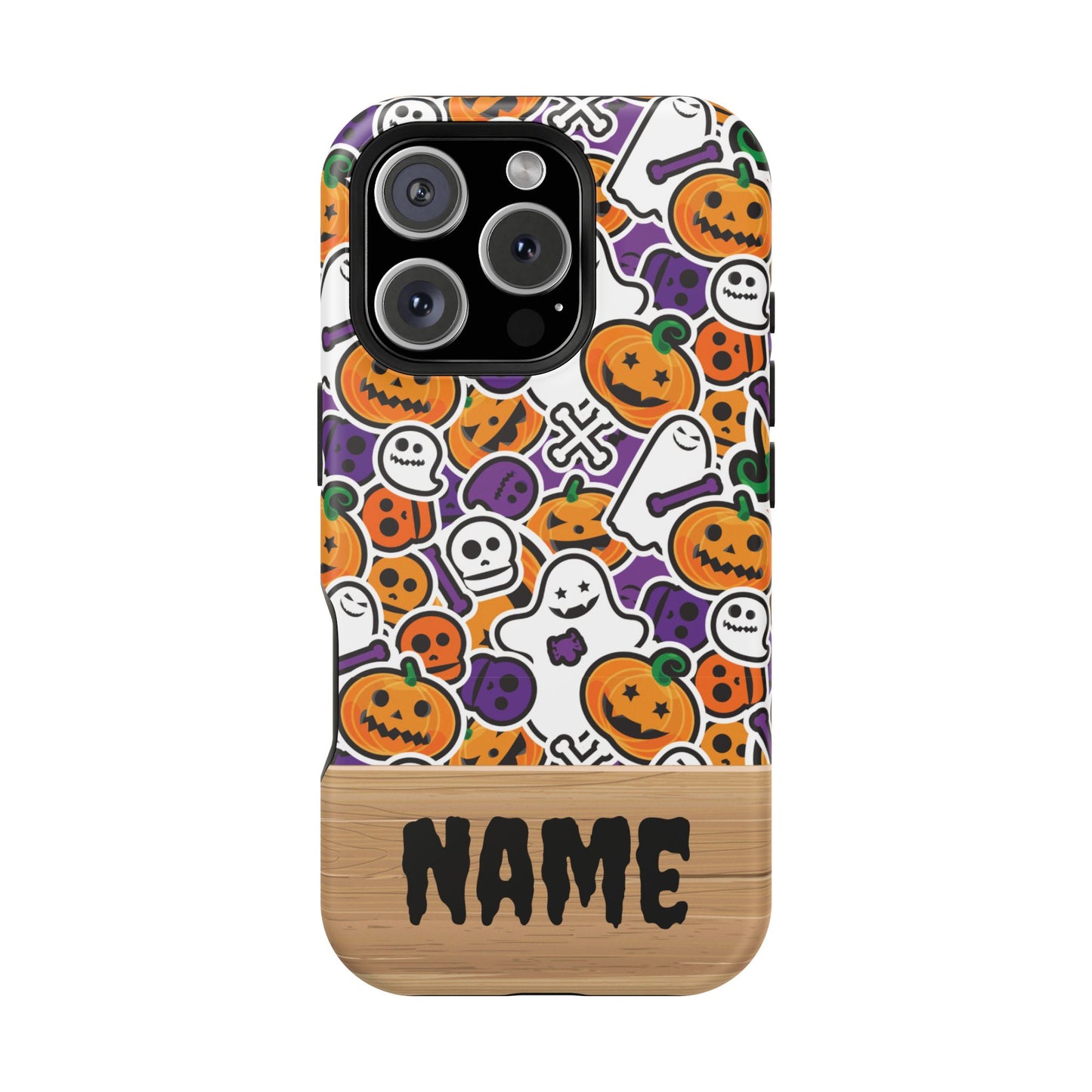 Custom, Personalized Halloween Magnetic Tough Cases for iPhone - purple pumpkin ghost skull phone case