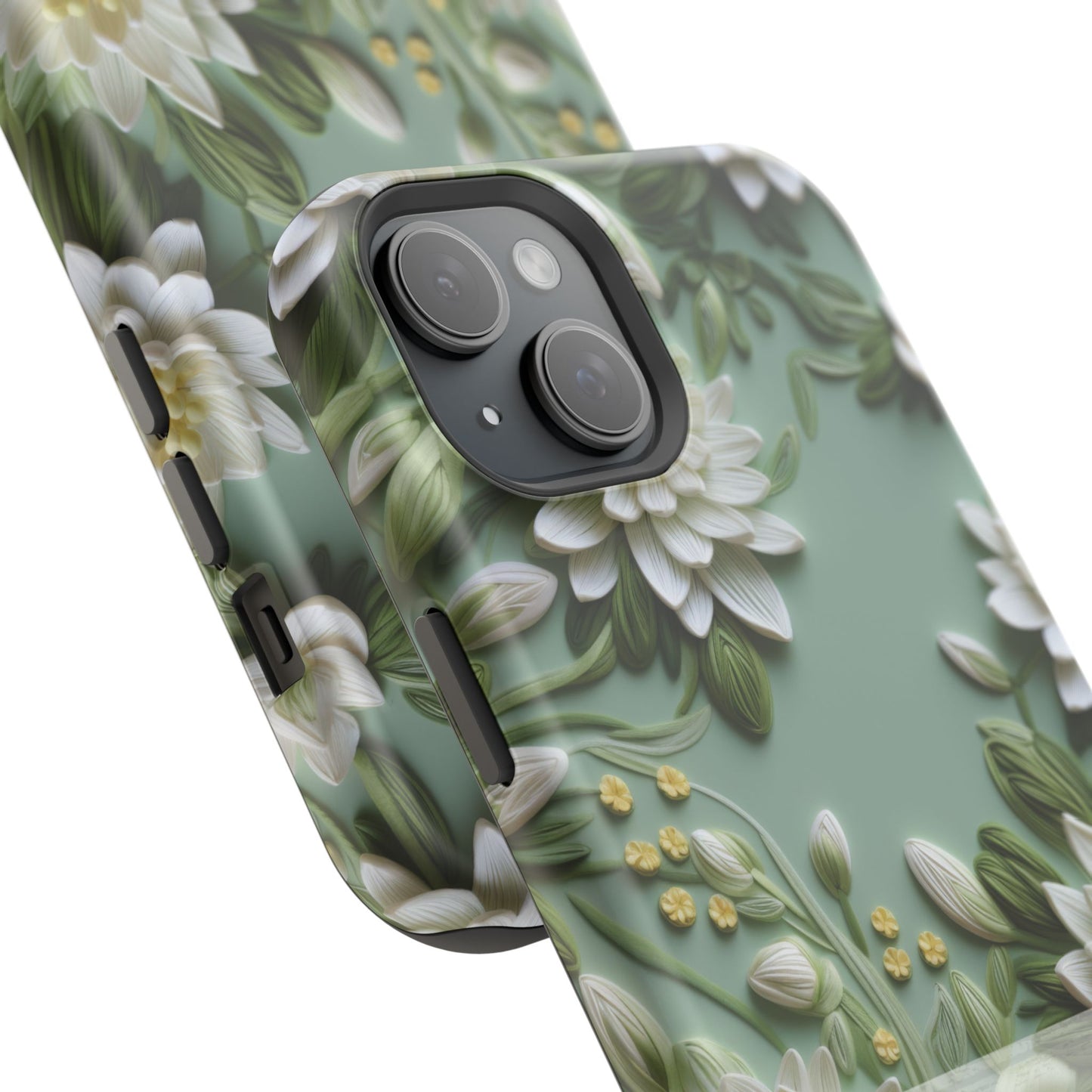 July Birth Flower Phone Case • Embroidered Water Lily iPhone Cover • Pastel MagSafe Gift