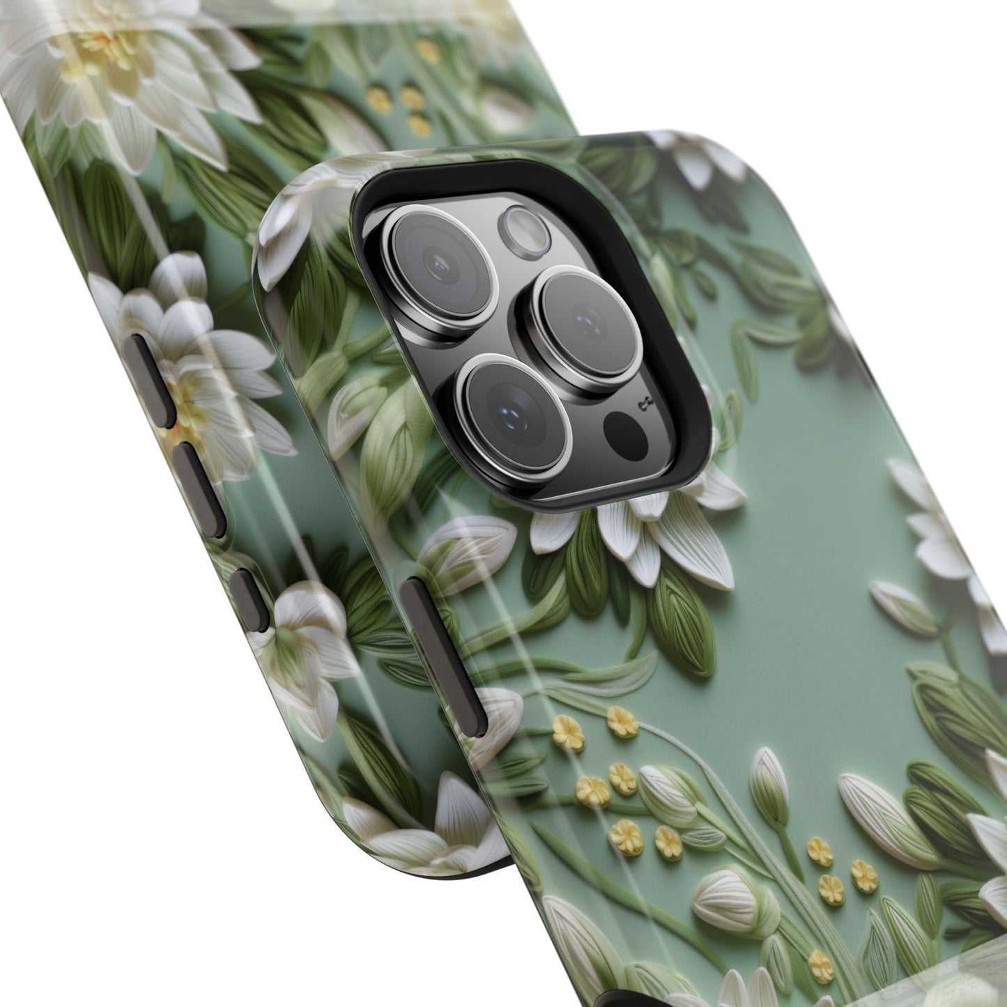 July Birth Flower Phone Case • Embroidered Water Lily iPhone Cover • Pastel MagSafe Gift