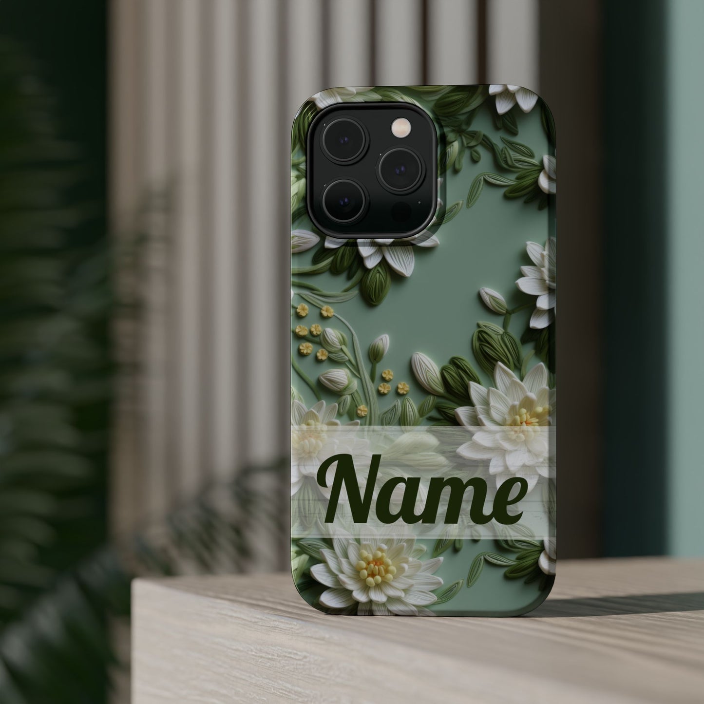 July Birth Flower Phone Case • Embroidered Water Lily iPhone Cover • Pastel MagSafe Gift