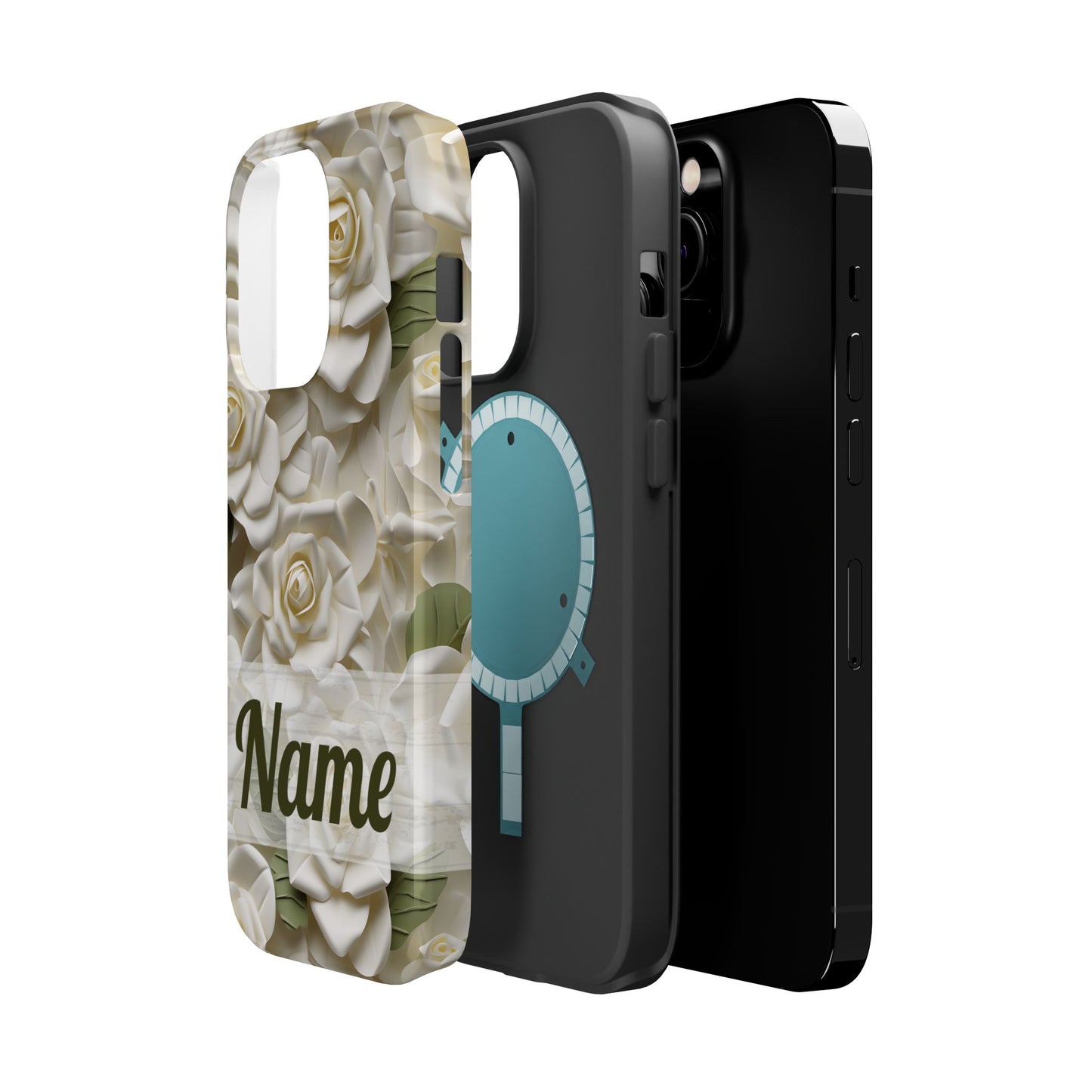 June Birth Flower Phone Case • White Paper Rose iPhone Cover • 3D Floral MagSafe Gift