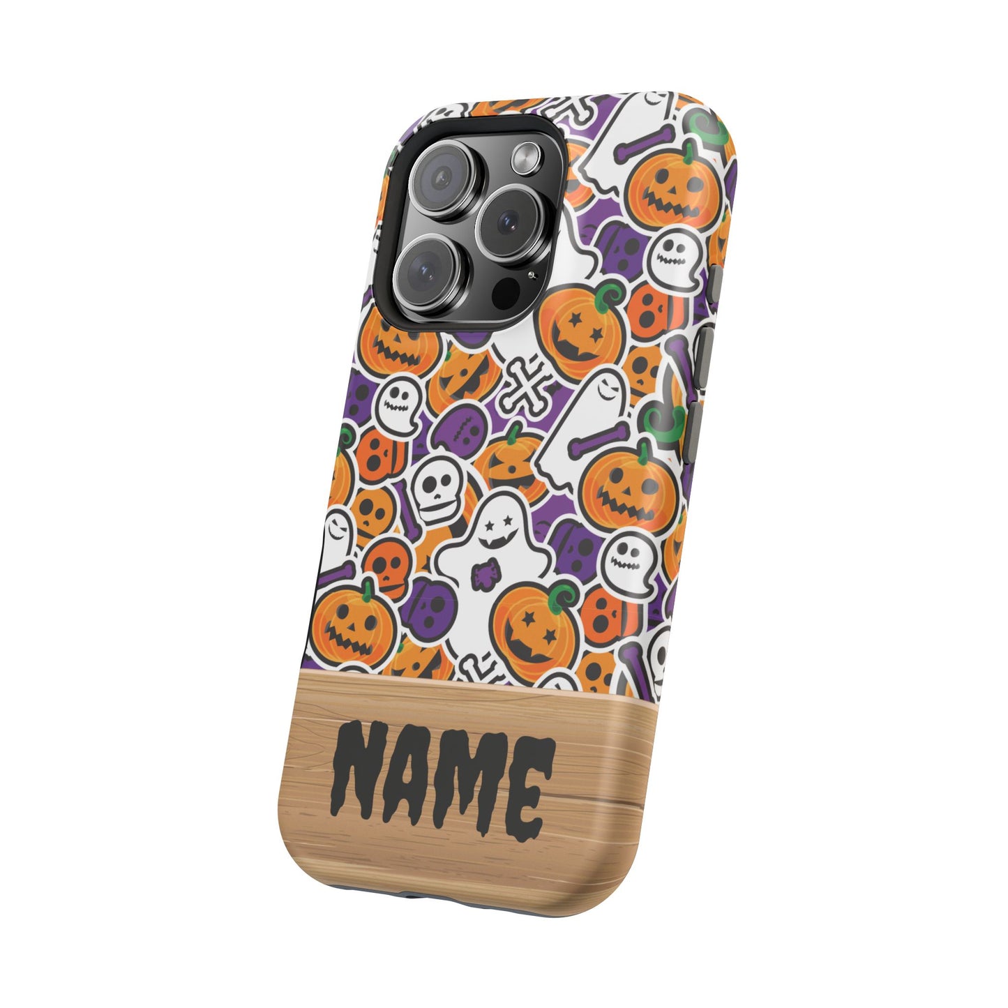 Custom, Personalized Halloween Magnetic Tough Cases for iPhone - purple pumpkin ghost skull phone case