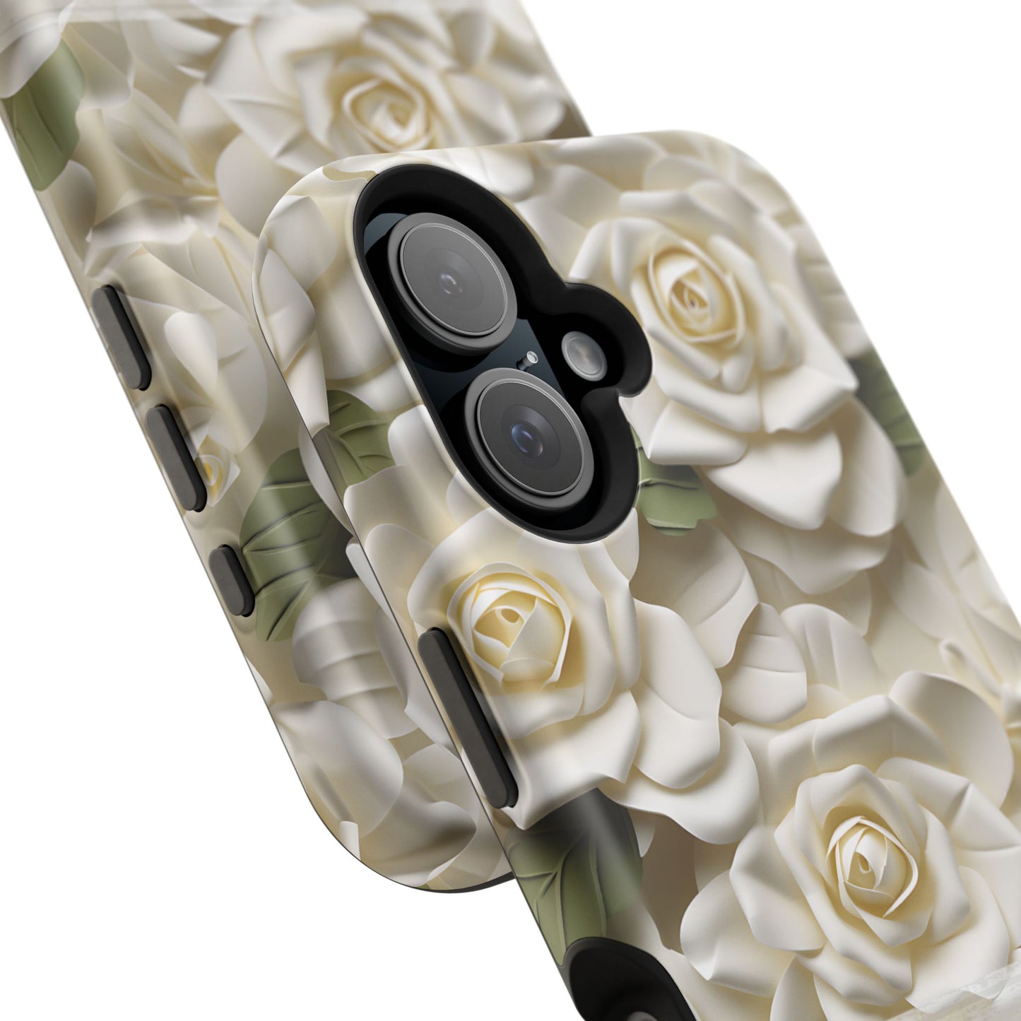 June Birth Flower Phone Case • White Paper Rose iPhone Cover • 3D Floral MagSafe Gift