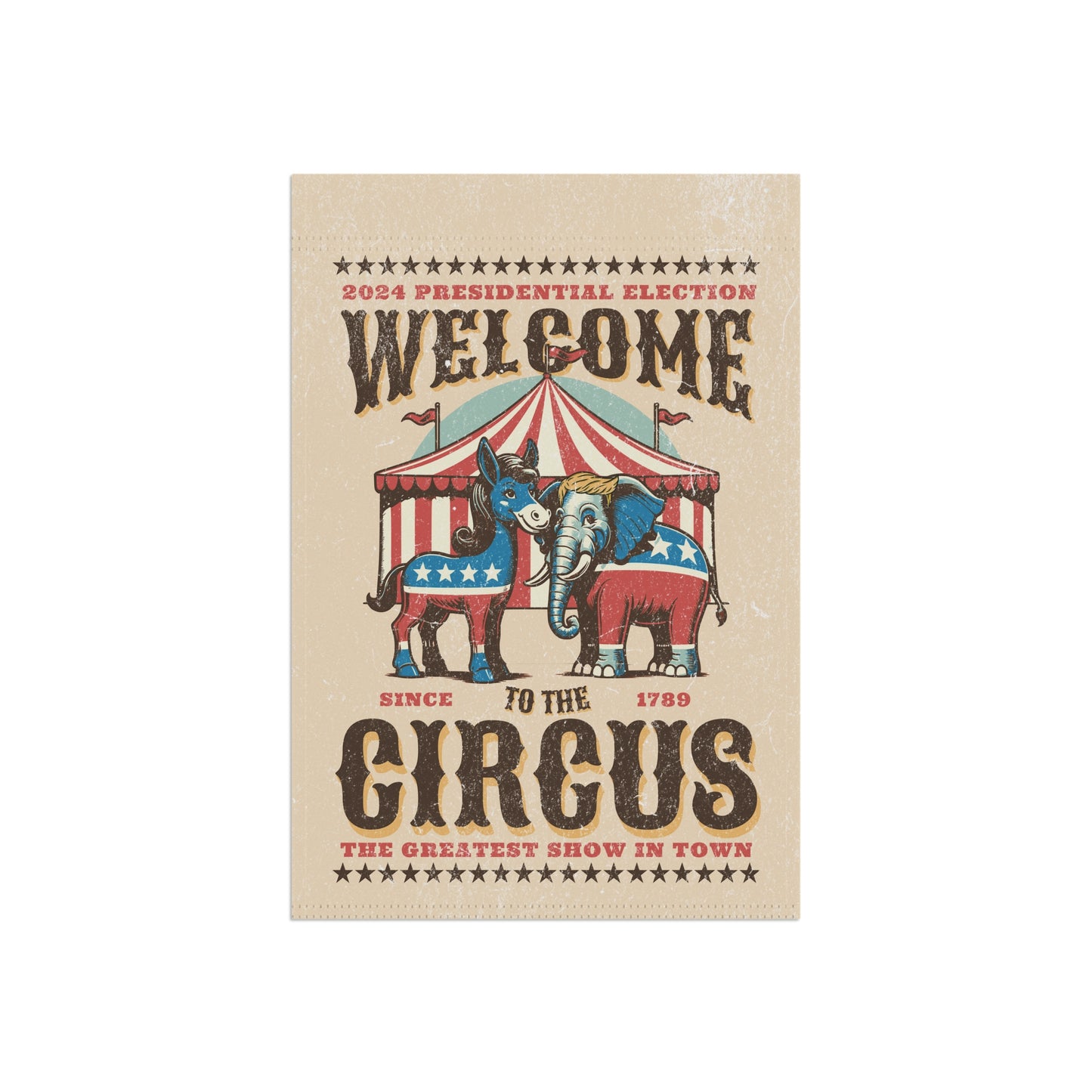 Garden & House Flag or Banner satire 2024 election humor elephant donkey