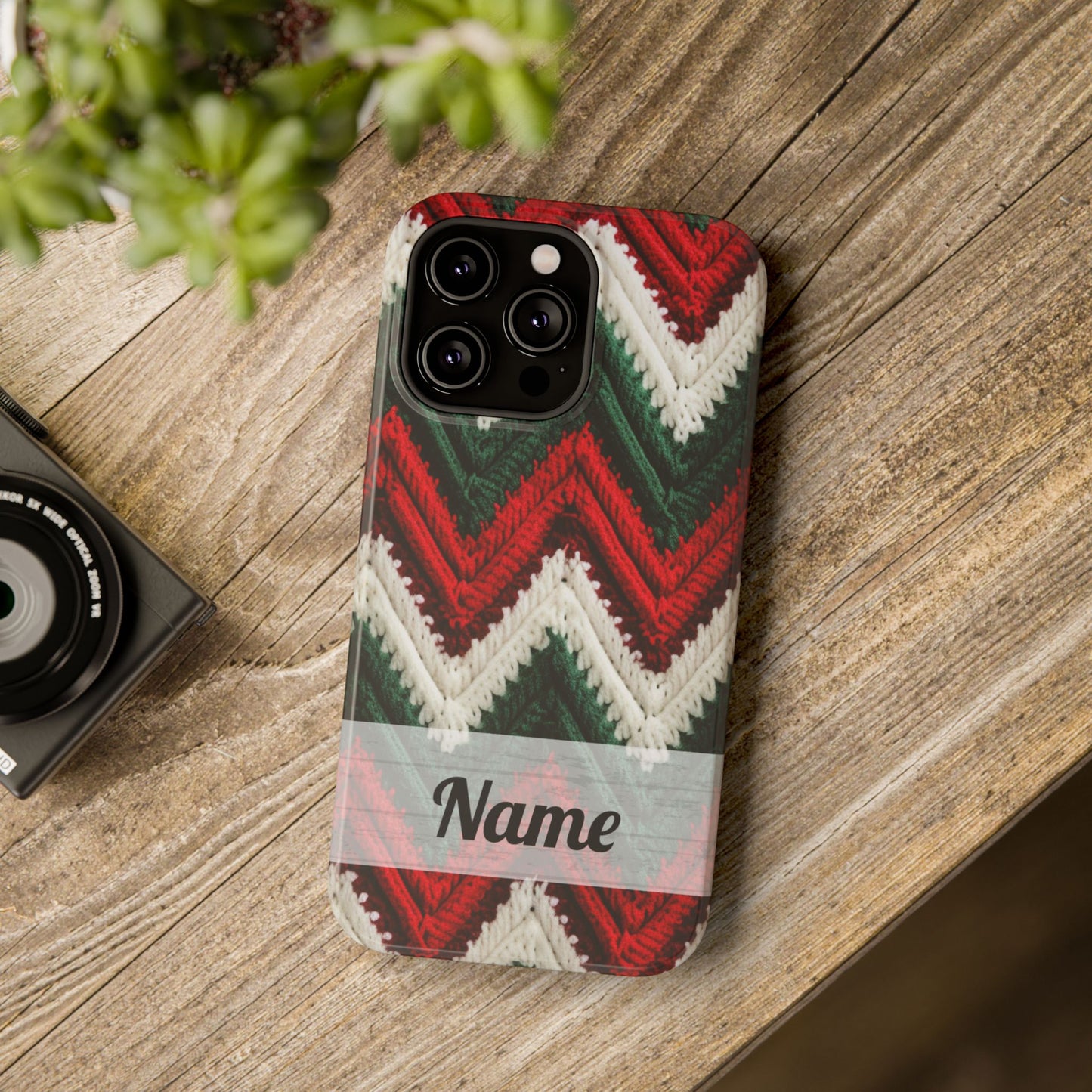 Vintage Christmas Crocheted Afghan Phone Case - Personalized Christmas Phone Case Impact-Resistant Case