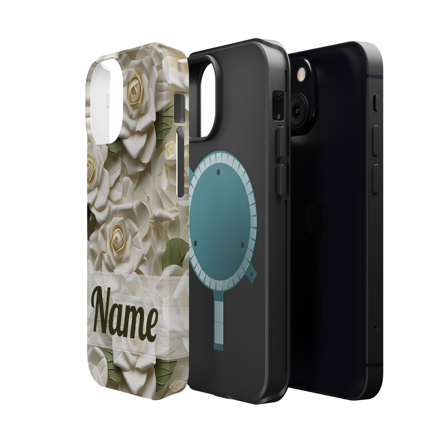 June Birth Flower Phone Case • White Paper Rose iPhone Cover • 3D Floral MagSafe Gift