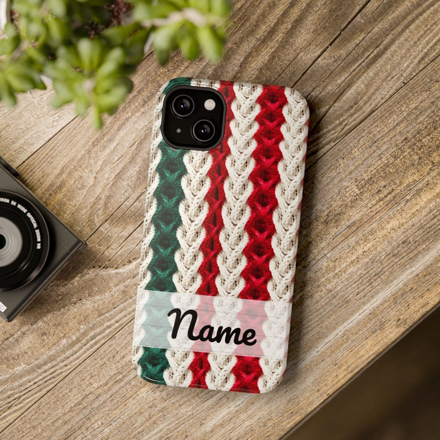 Vintage Christmas Crocheted Afghan Phone Case - Personalized Christmas Phone Case Impact-Resistant Case