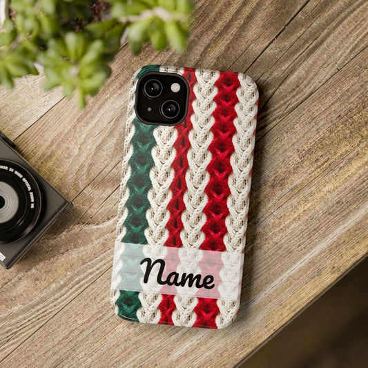 Vintage Christmas Crocheted Afghan Phone Case - Personalized Christmas Phone Case Impact-Resistant Case